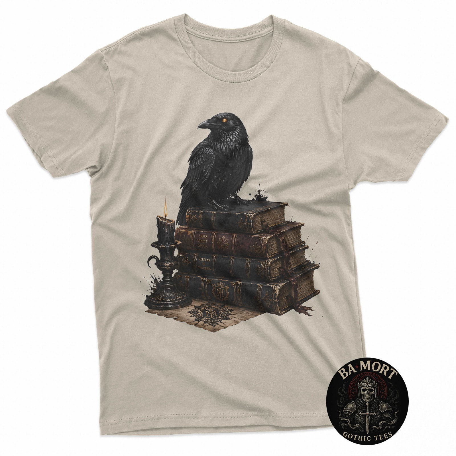 Gothic Raven On Antique Books Dark Academia Occult T-Shirt