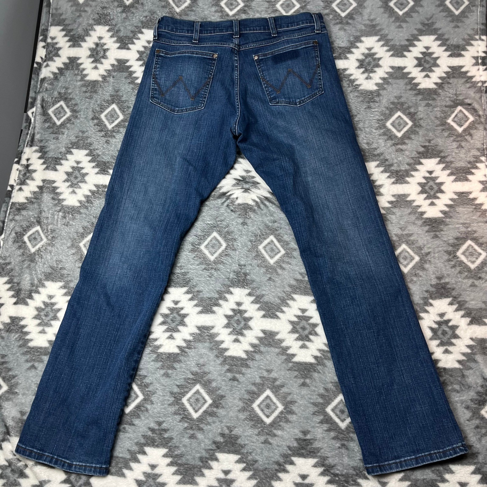 Wrangler Mens Retro Slim Straight Leg Jeans Blue Denim 34×34