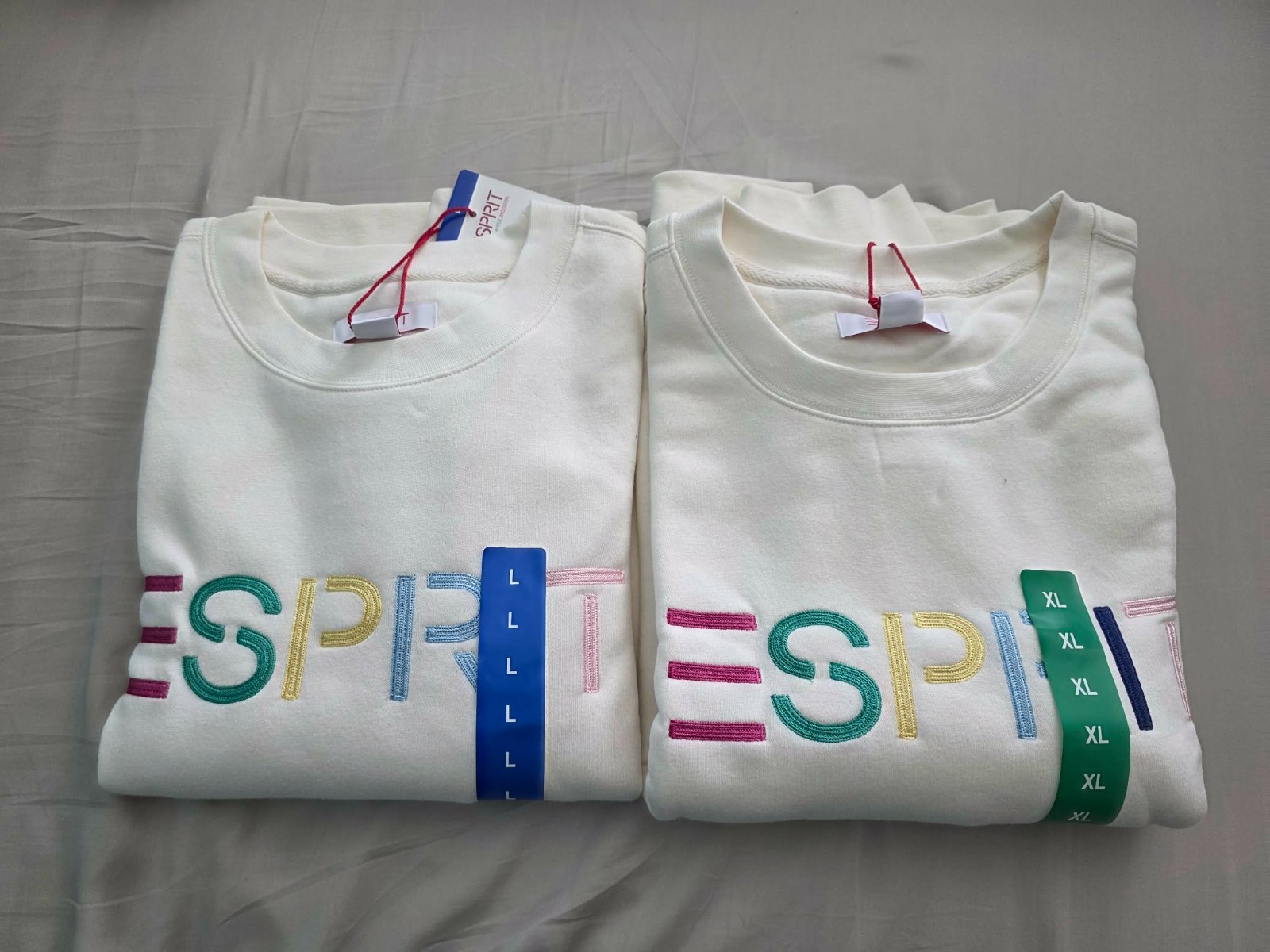 Esprit Costco Crewneck Sweatshirt: L & XL Blue Green White Retro Logo NWT