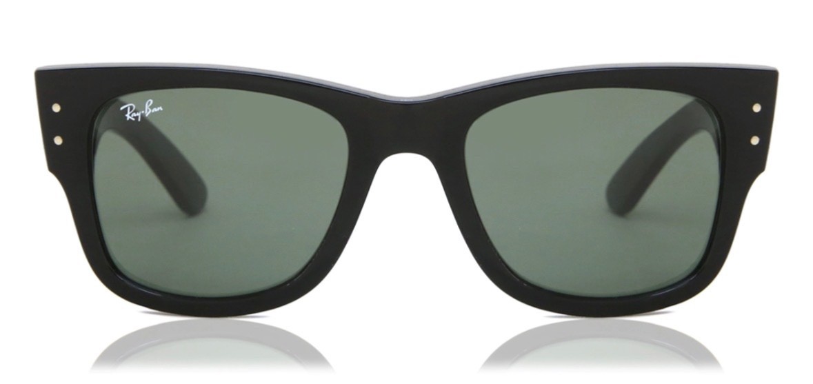 Ray-Ban Mega Wayfarer Rb0840s 901/31 52-21 Sunglasses Black Frame Green Lenses