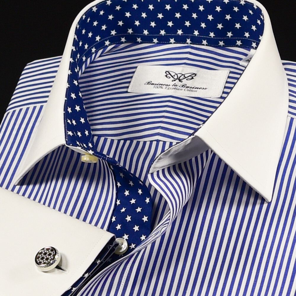 Blue Winchester Stripe Unique Designed Stars Inner Lining Business Shirt Smart