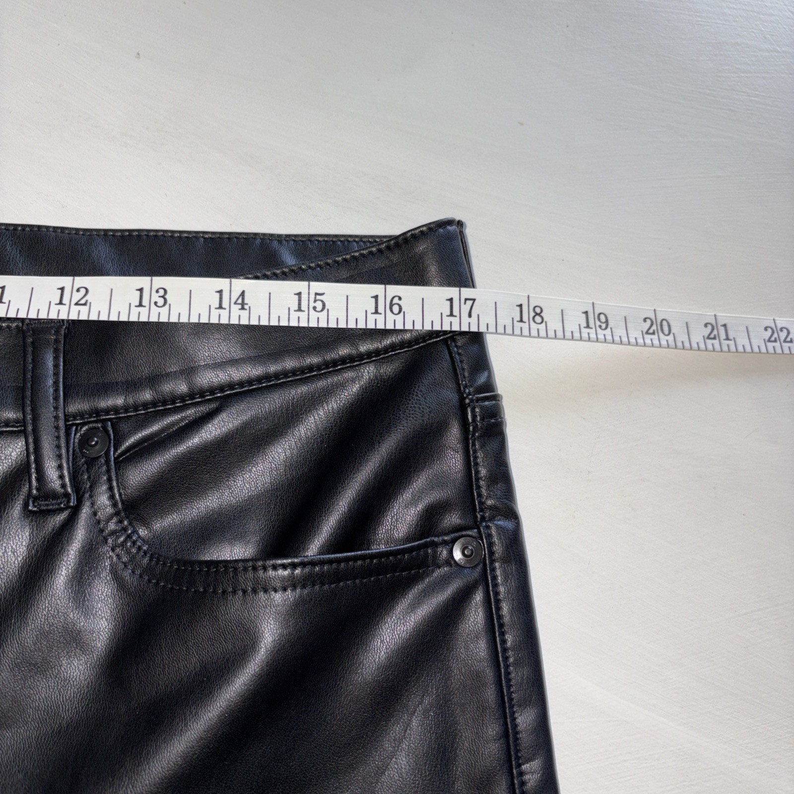 Womens Pants-BANANA REPUBLIC-black vegan leather Mid-Rise CroppedBootcut-32/14