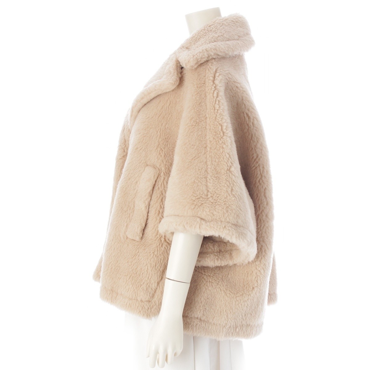 MAX MARA Alpaca Wool Silk Teddy Bear Cape Coat poncho outer 24147311416 beige SM
