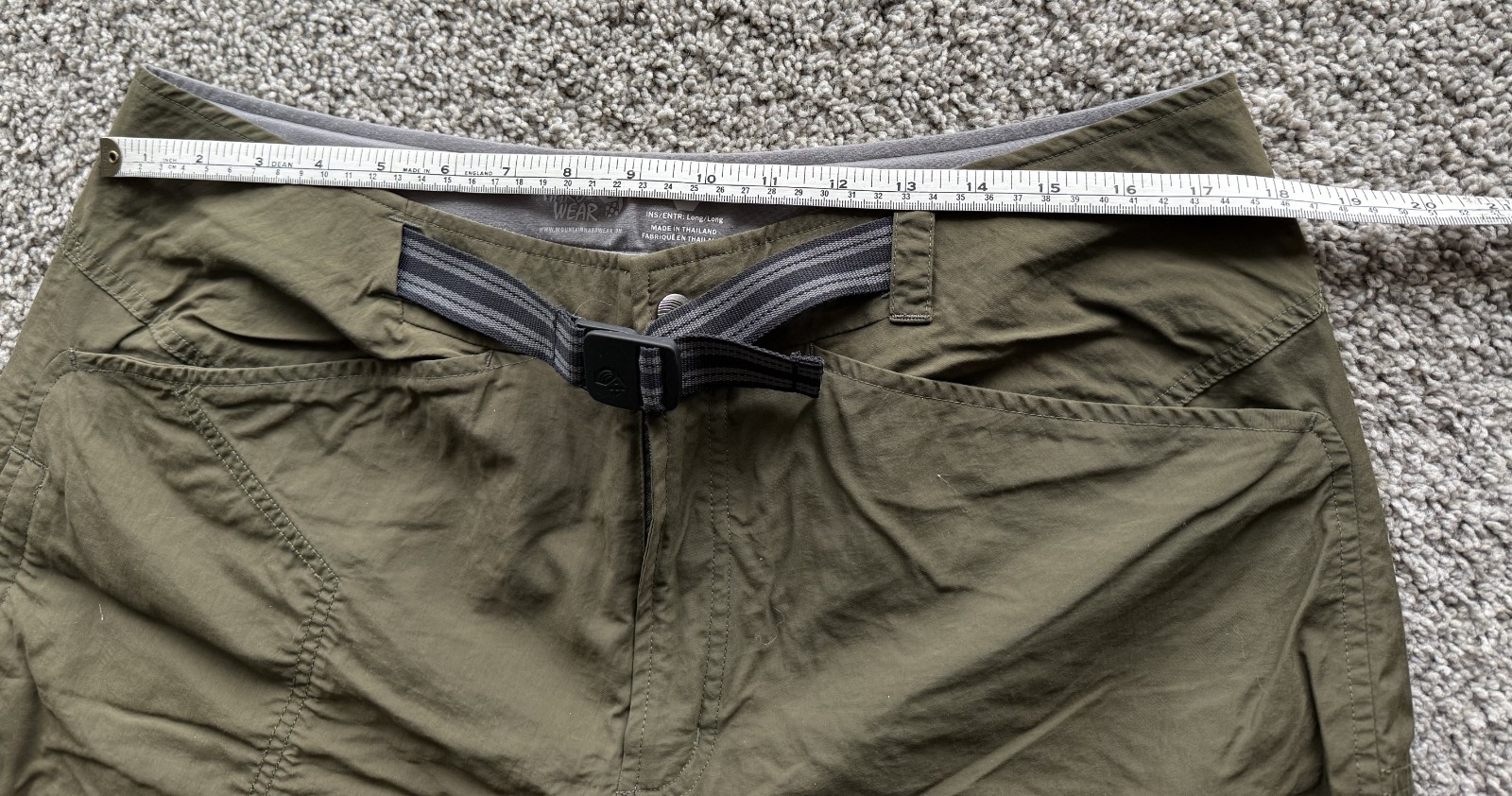 Mountain Hardwear Canyon Shorts – Olive Green UPF 50 Nylon Hiking Size Large