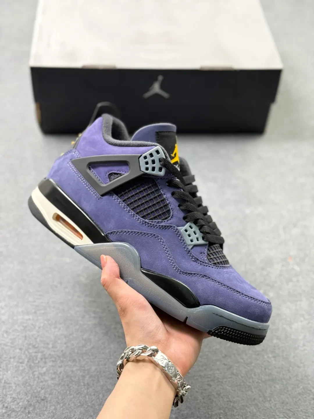 Verified✅Nike Air Jordan 4 Retro Lakers PurpleBlack Suede FV5029-500 Men Size 13