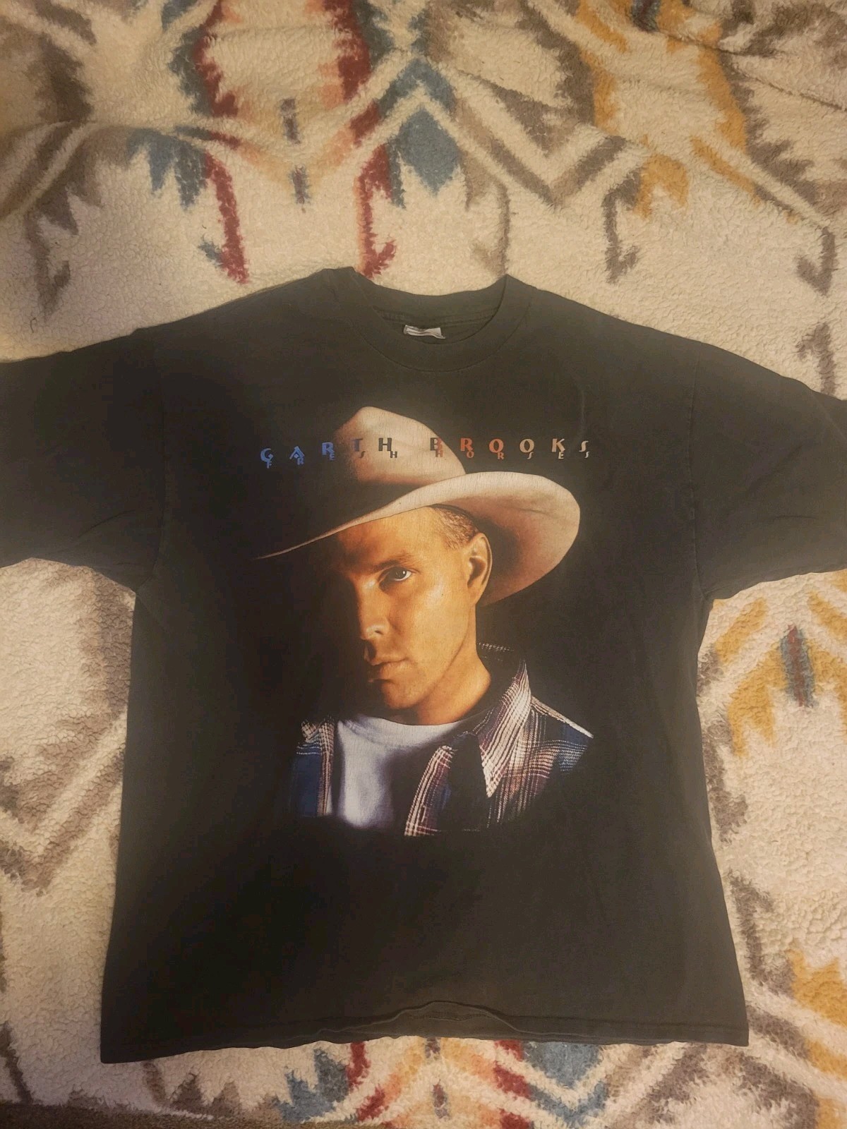 Vintage Garth Brooks Fresh Horses 1996 Tour T Shirt Men XL Black Country 90s