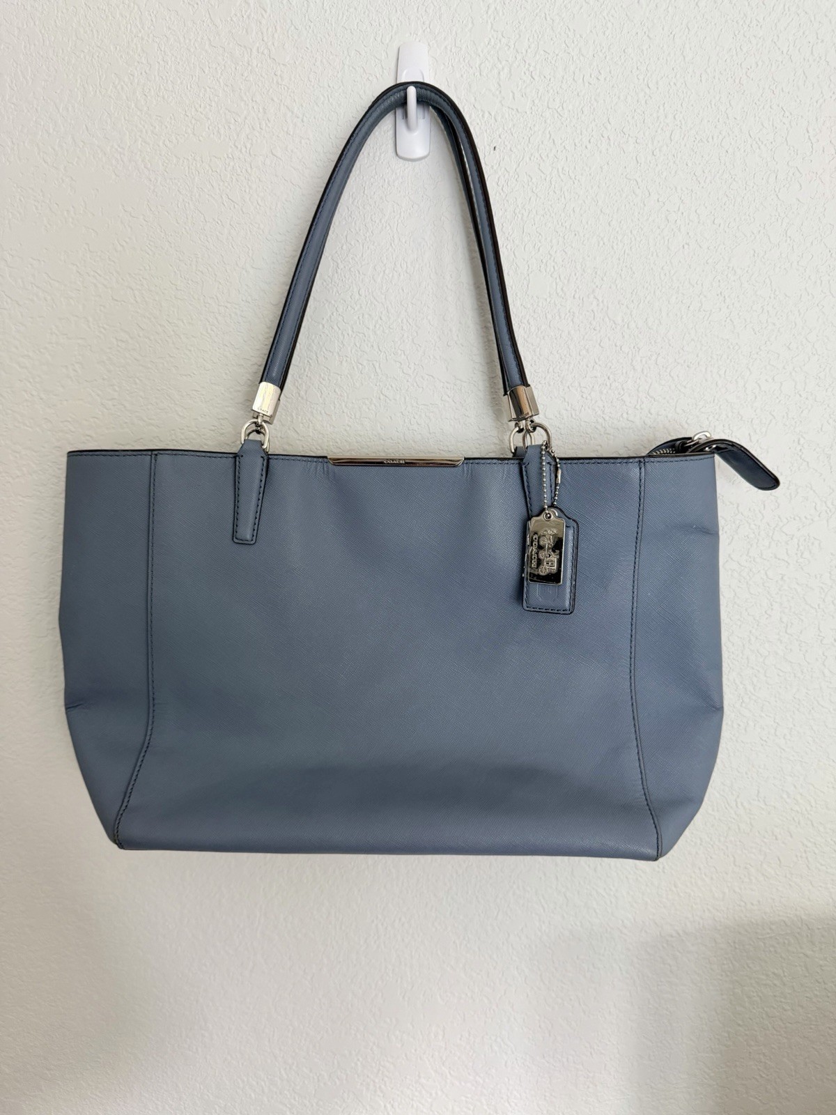 Coach Madison Tote Bag Saffiano Leather East/West Purse in Blue