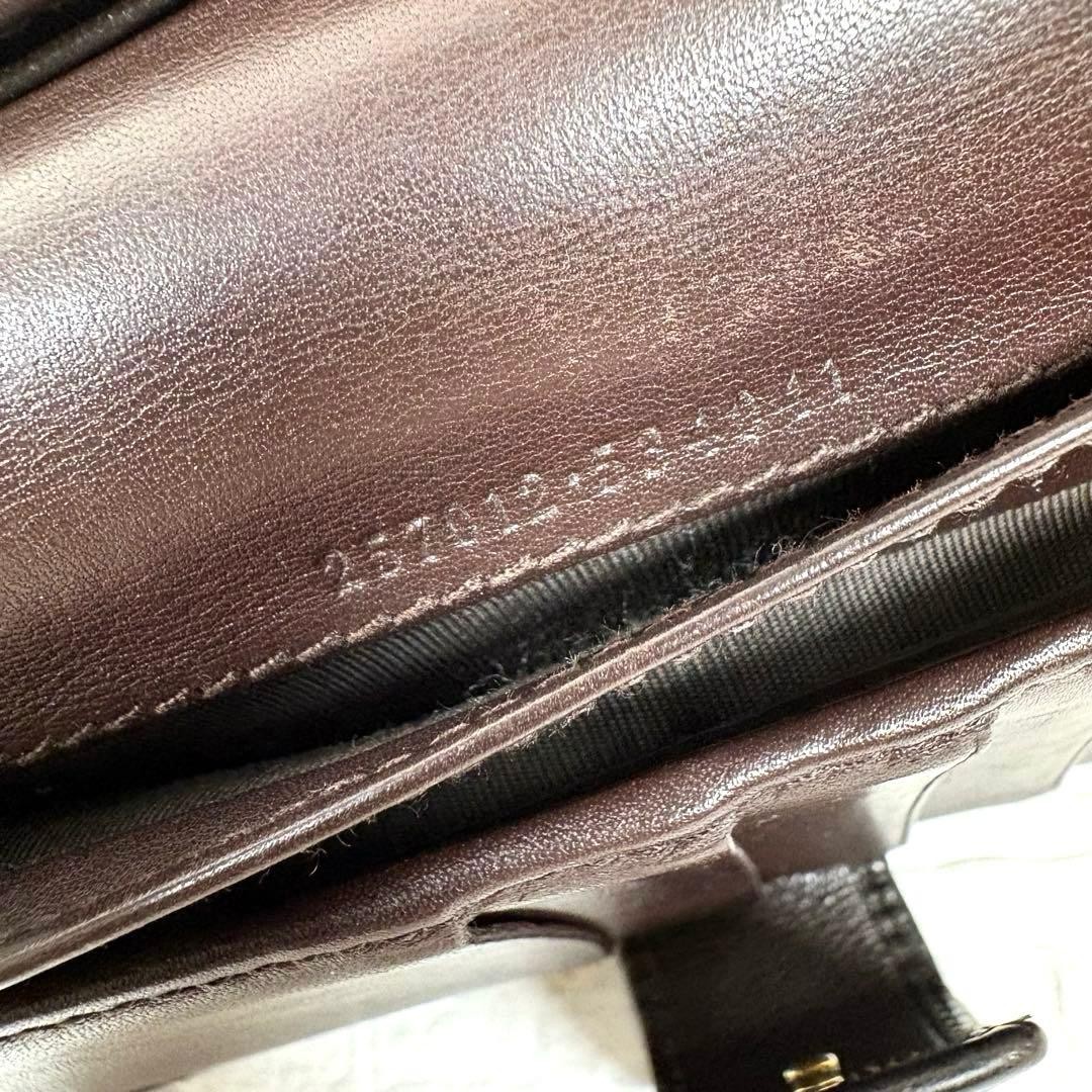 Gucci GUCCI Gucci Shima Long Wallet Logo Plate Dark Brown