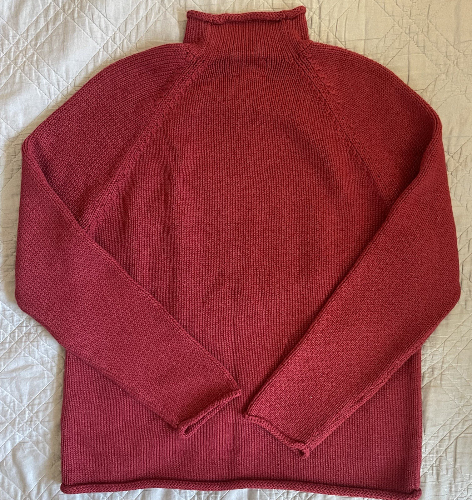 J. CREW 1988 Rollneck™ sweater in cotton in Burnt Red Size M $98 BW186
