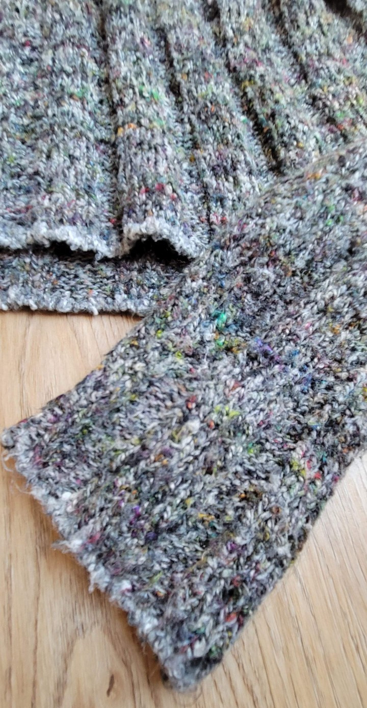 Y2K Grey Chunky Knit Flecked Cropped V-neck Sweater – XS/S