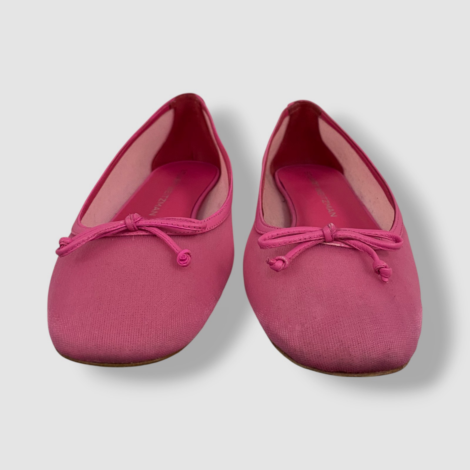 Stuart Weitzman Women’s Pink Arabella Leather Mesh Ballet Flat Shoes Size 9
