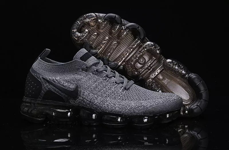 New Nike Air VaporMax Flyknit 2 Air Grey/Black Cushion Shoes 7-11