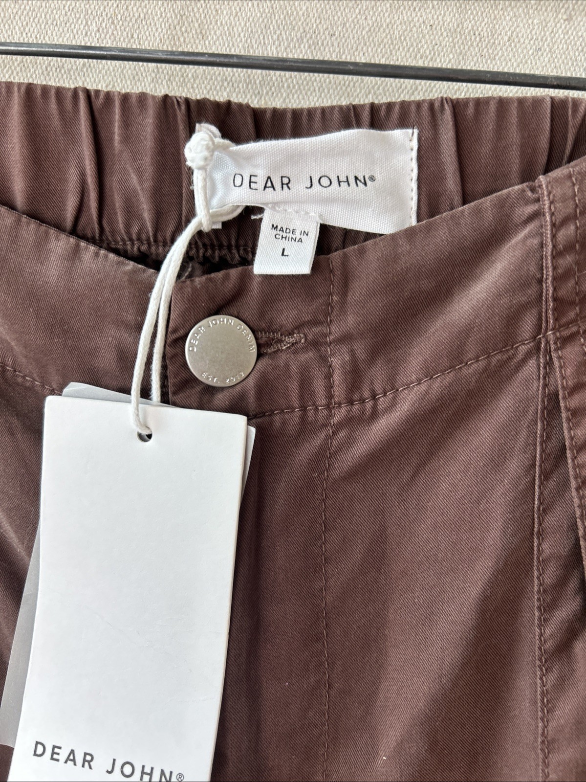 Dear John Womens High Rise Zip Up Cargo Jogger Pants Brown Large – NWT