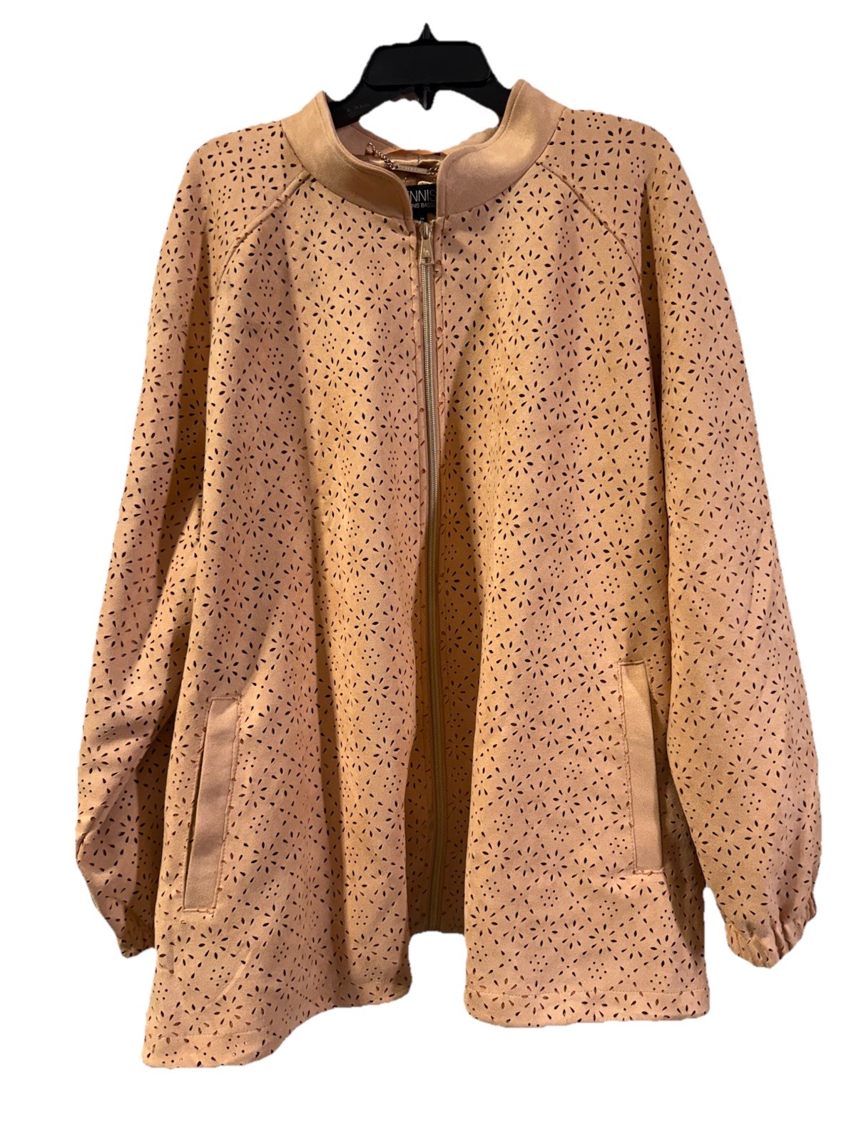 Dennis By Dennis Basso Women’s Light weight laser-cut faux suede jacket-3XL