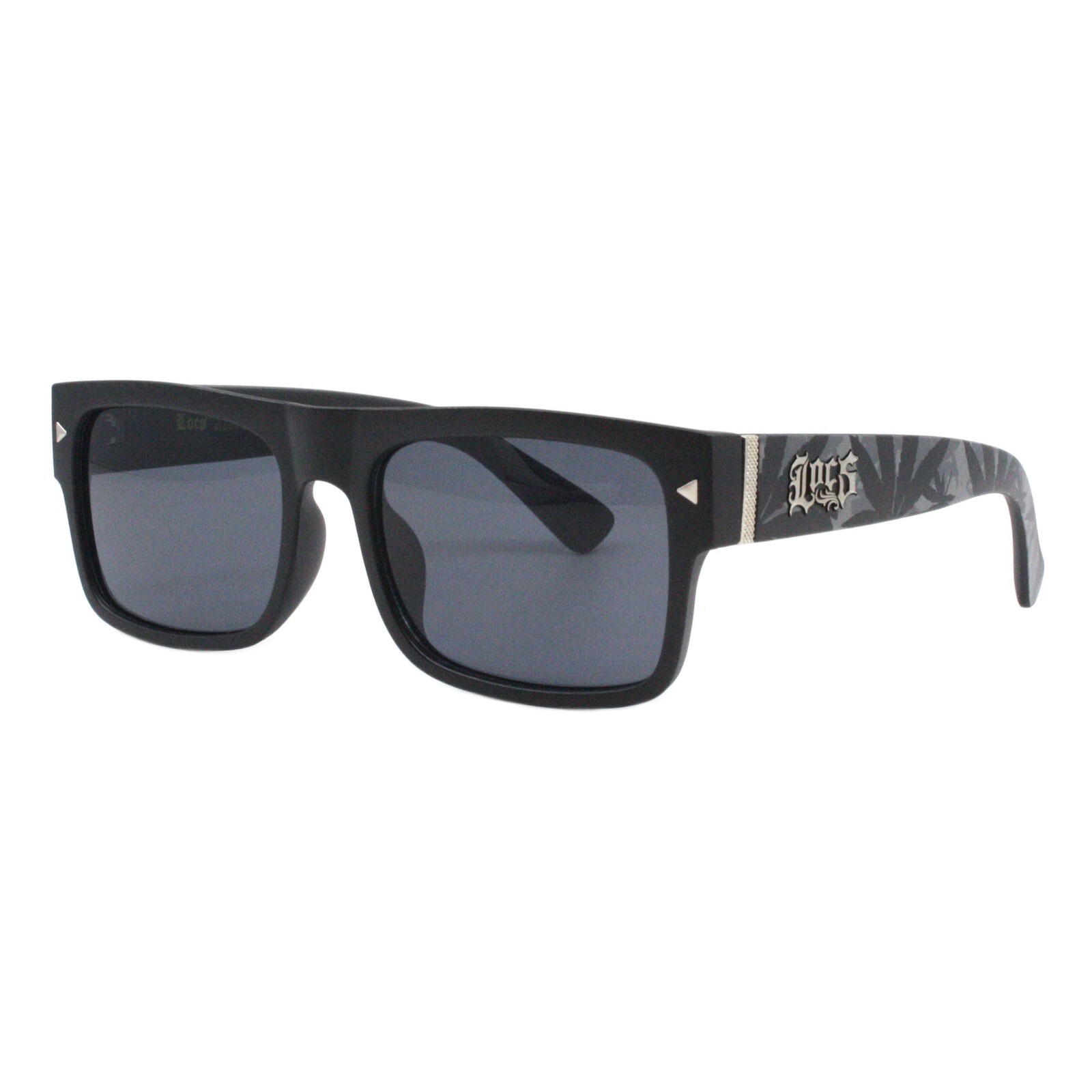 Men’s Locs Sunglasses Hardcore Shades Black Rectangular Marijuana Leaf UV400