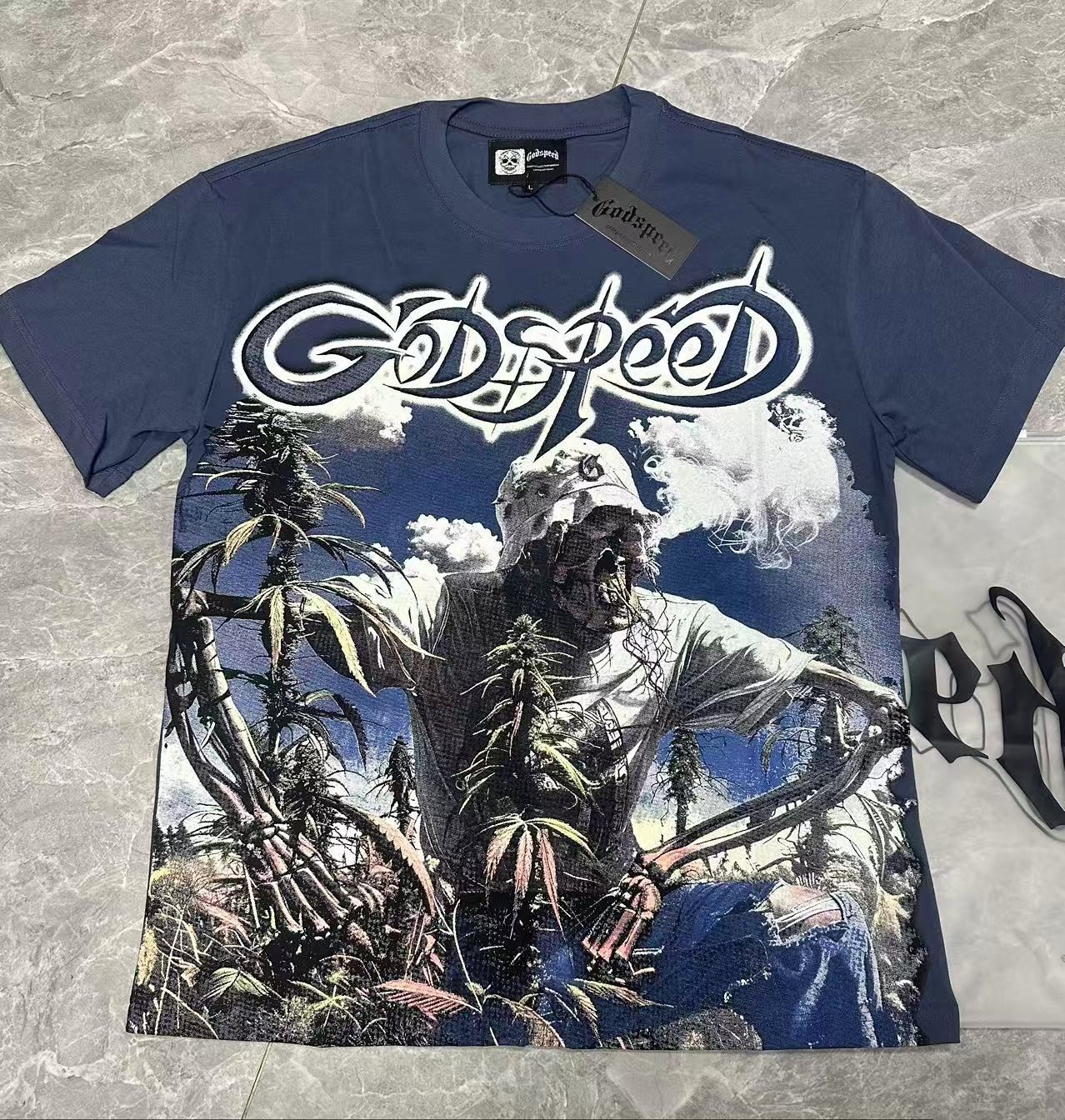 NEW Godspeed Skeleton Farmer in the Field printing Tee Mens Cotton T-shirt