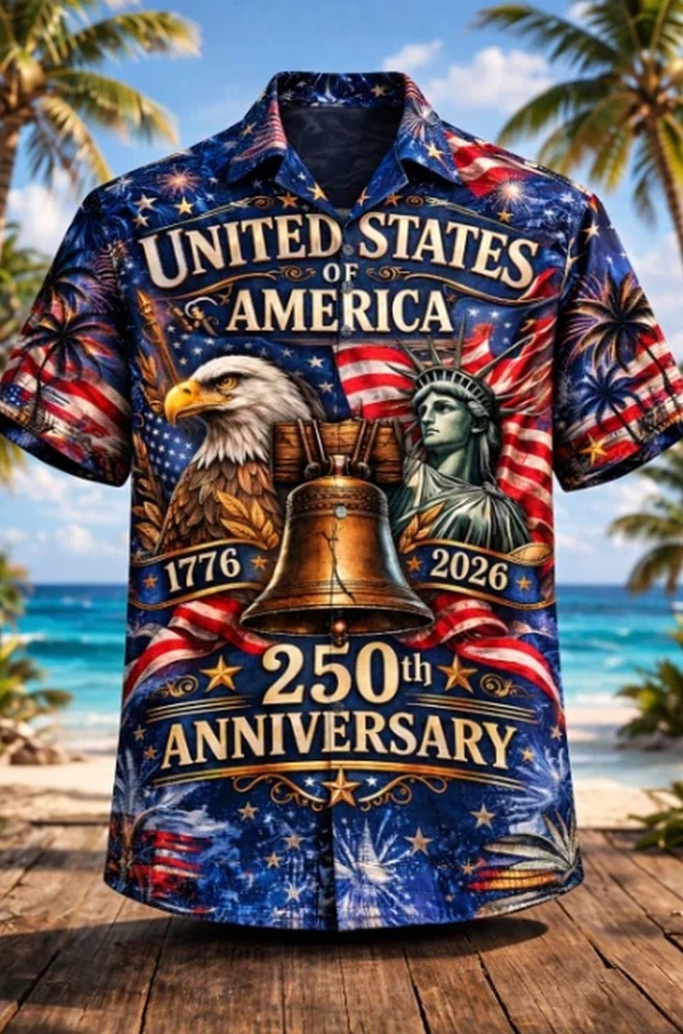 4th Of July USA 250th Anniversary Hawaiian Shirt 1776–2026 Patriotic 3D Aloha Me