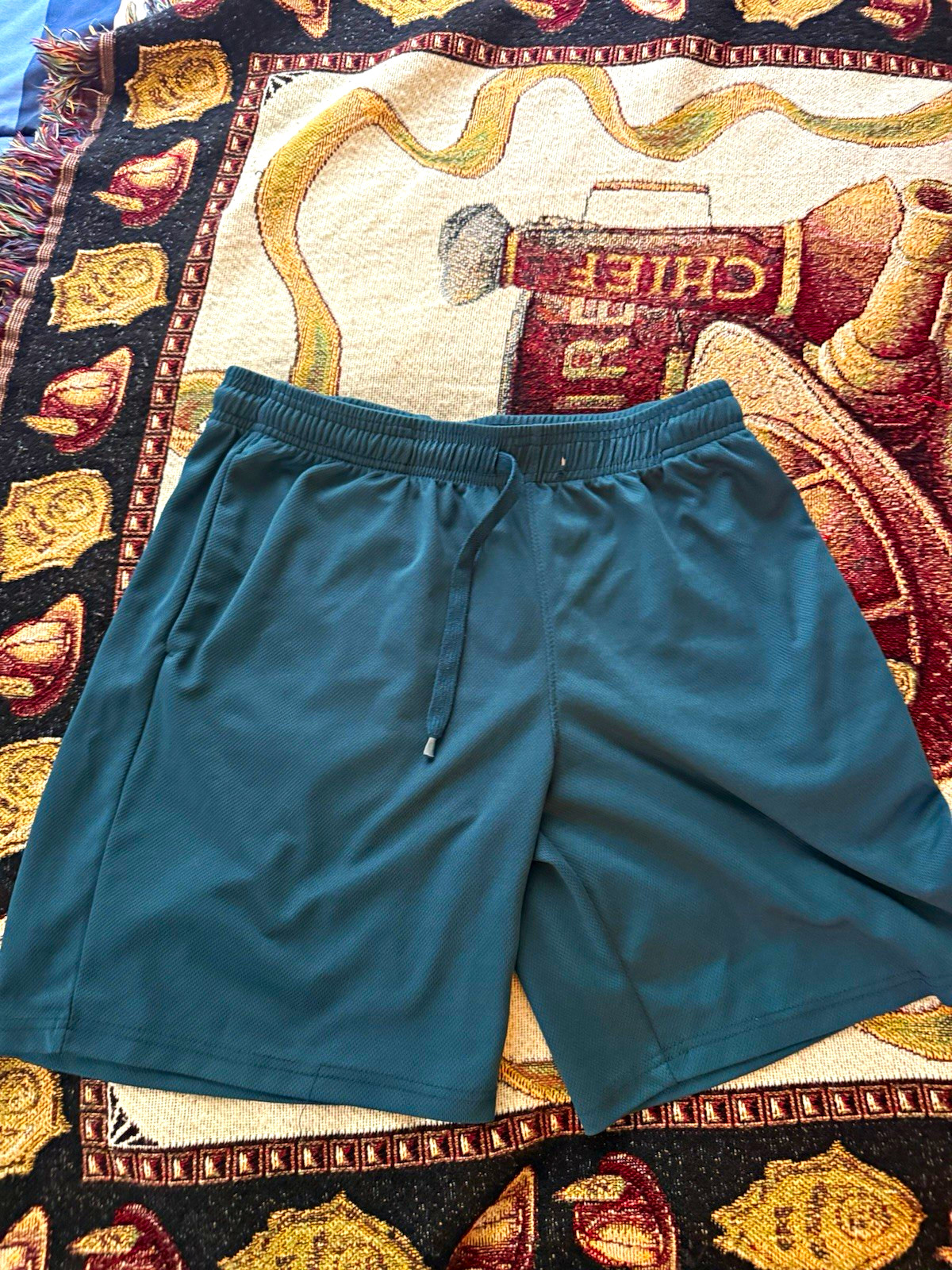 Performance Sports Men’s Blue Mesh Athletic Shorts L Drawstring Pockets