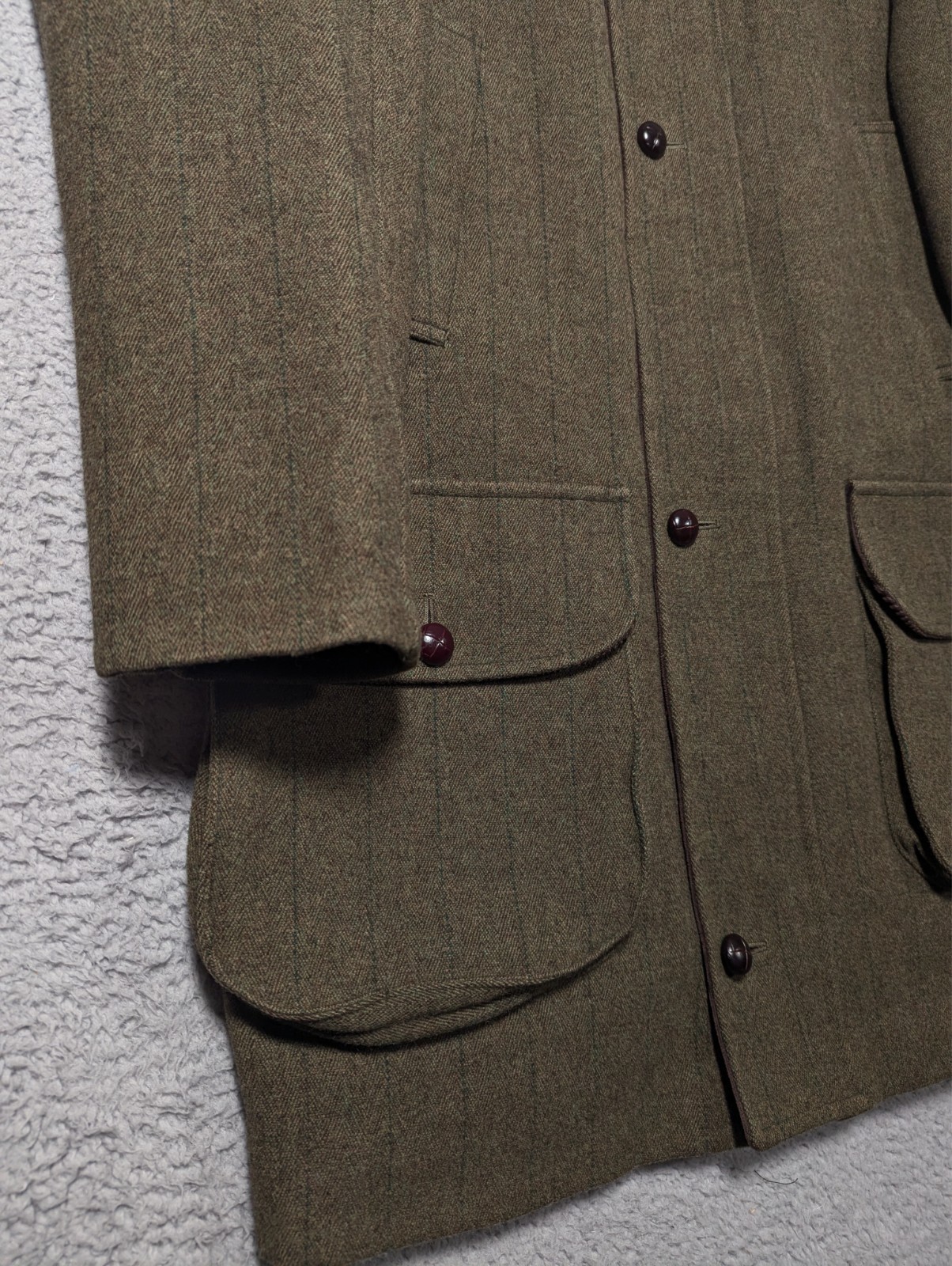 Barbour Derby Tweed Jacket Mens Size C42 107cm Green Check Coat England Wool