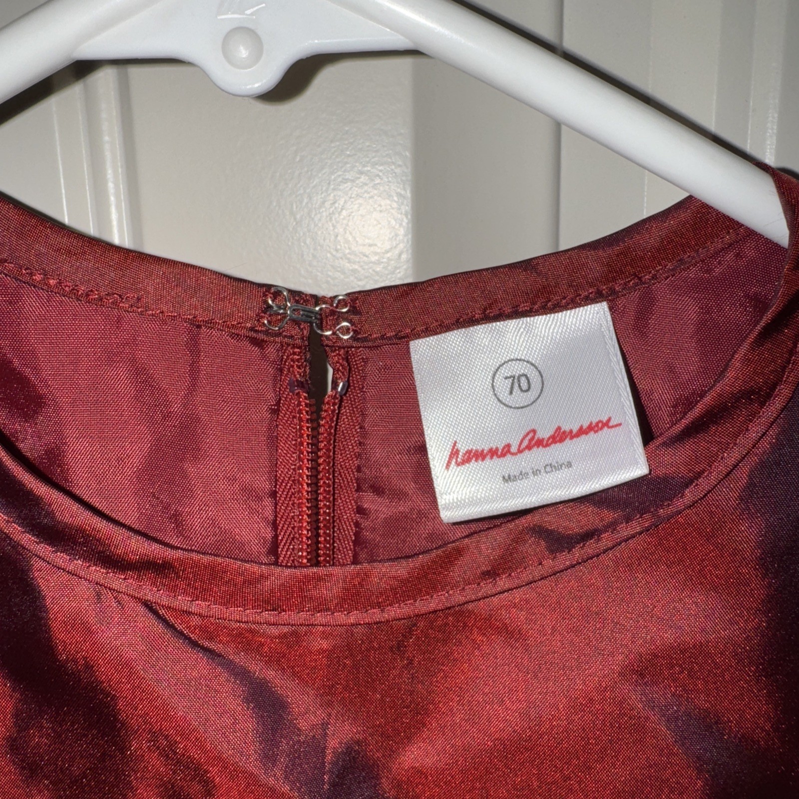 Hanna Andersson Maroon Red Satin Holiday Dress Nylon Poly Size 70 6-12 Months
