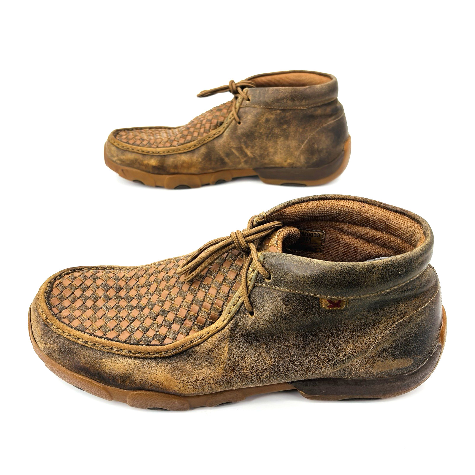 Mens 13 M Twisted X Chukka Driving Moc Woven Brown Leather Shoes Boots MDM0033