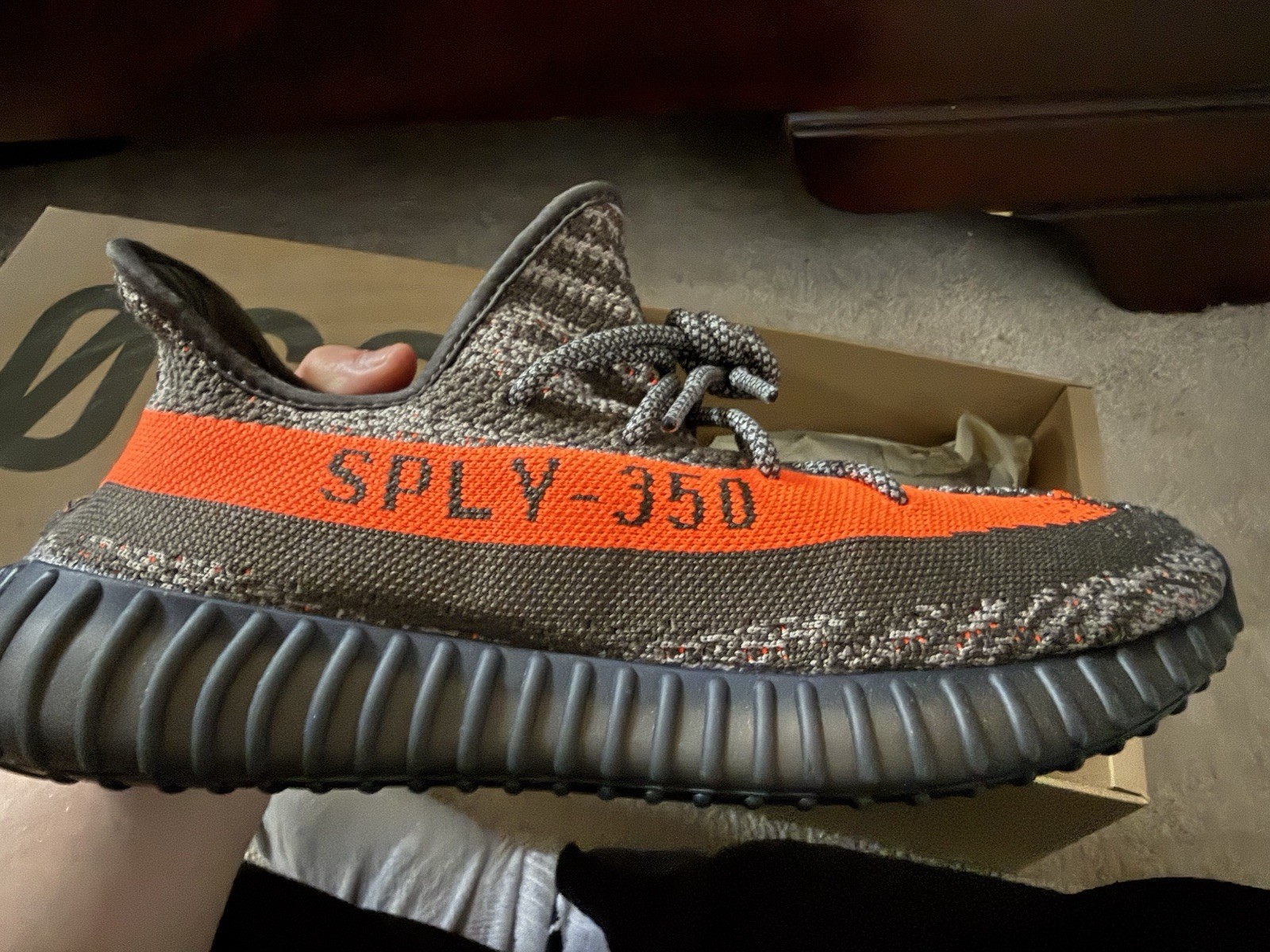 adidas Yeezy Boost 350 V2 Carbon Beluga Low Top HQ7045 Gray Orange Black
