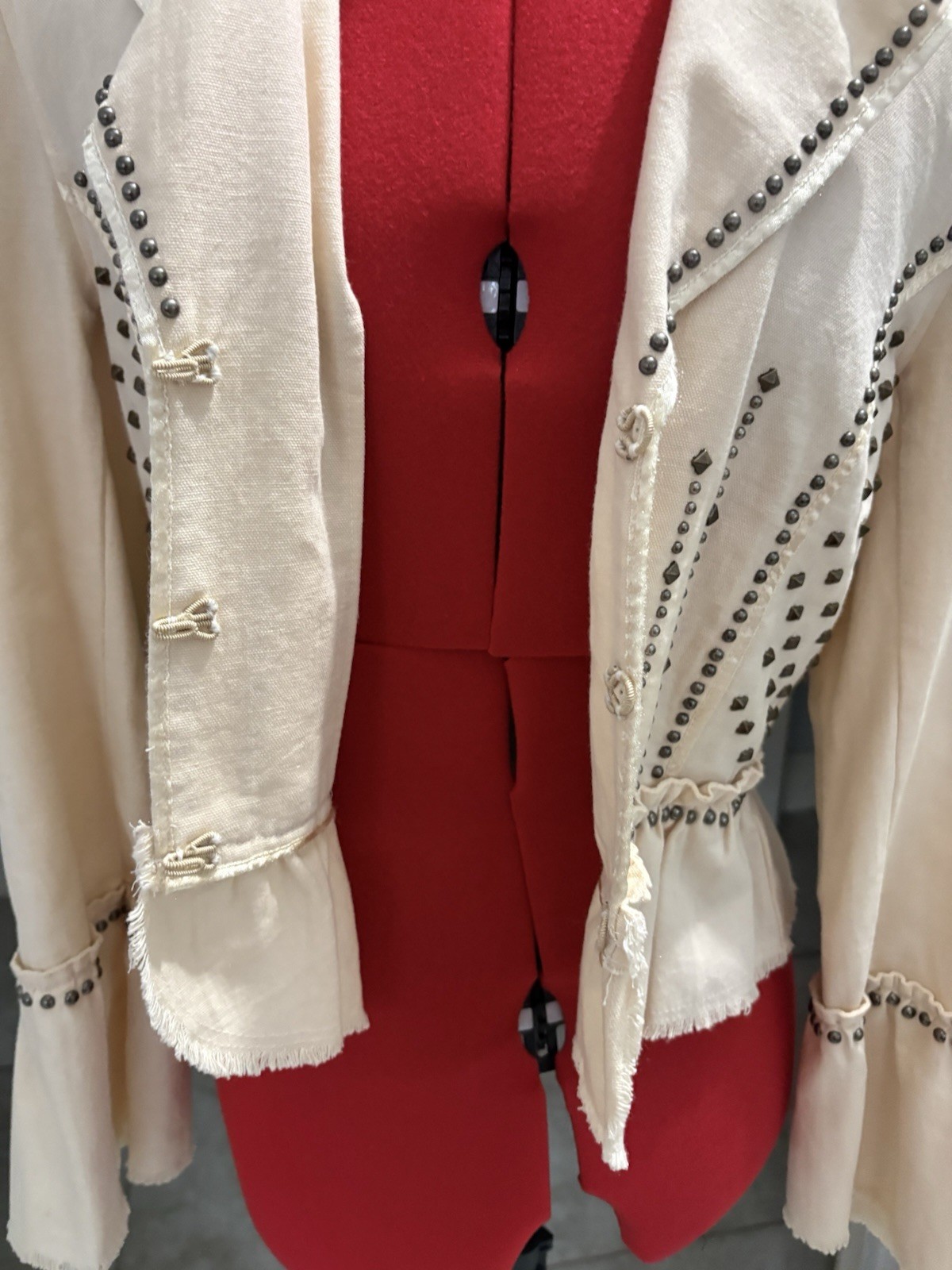 Double D Ranch Archival Studded PeplumCotton Jacket Ivory Cream Western Small