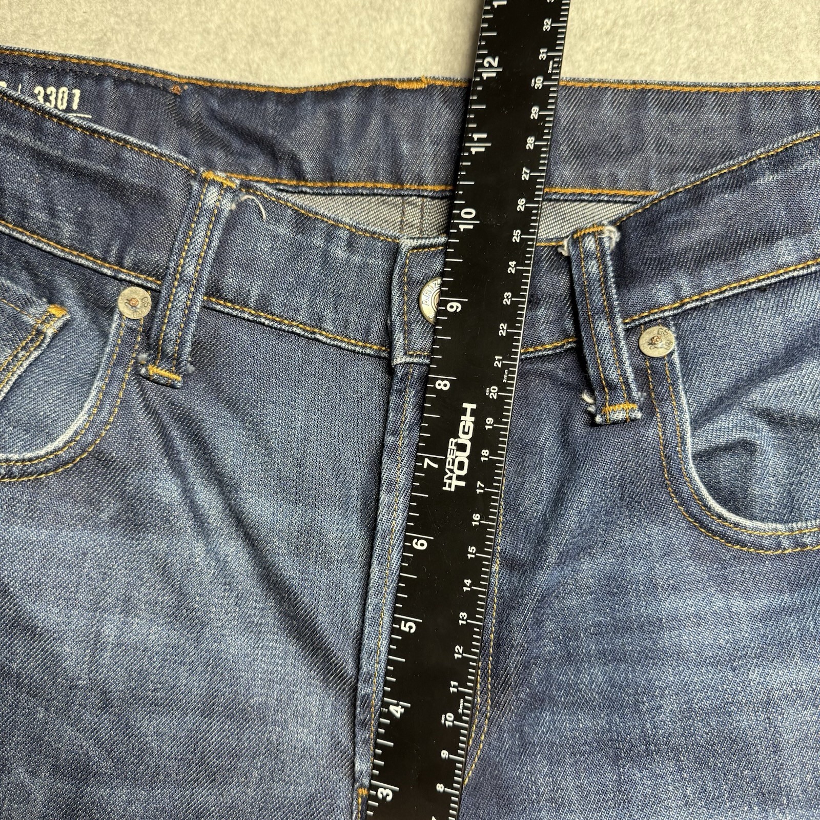 G Star RAW Jeans Men 32×30 Blue 3301 Straight Leg Dark Wash Button Fly Denim