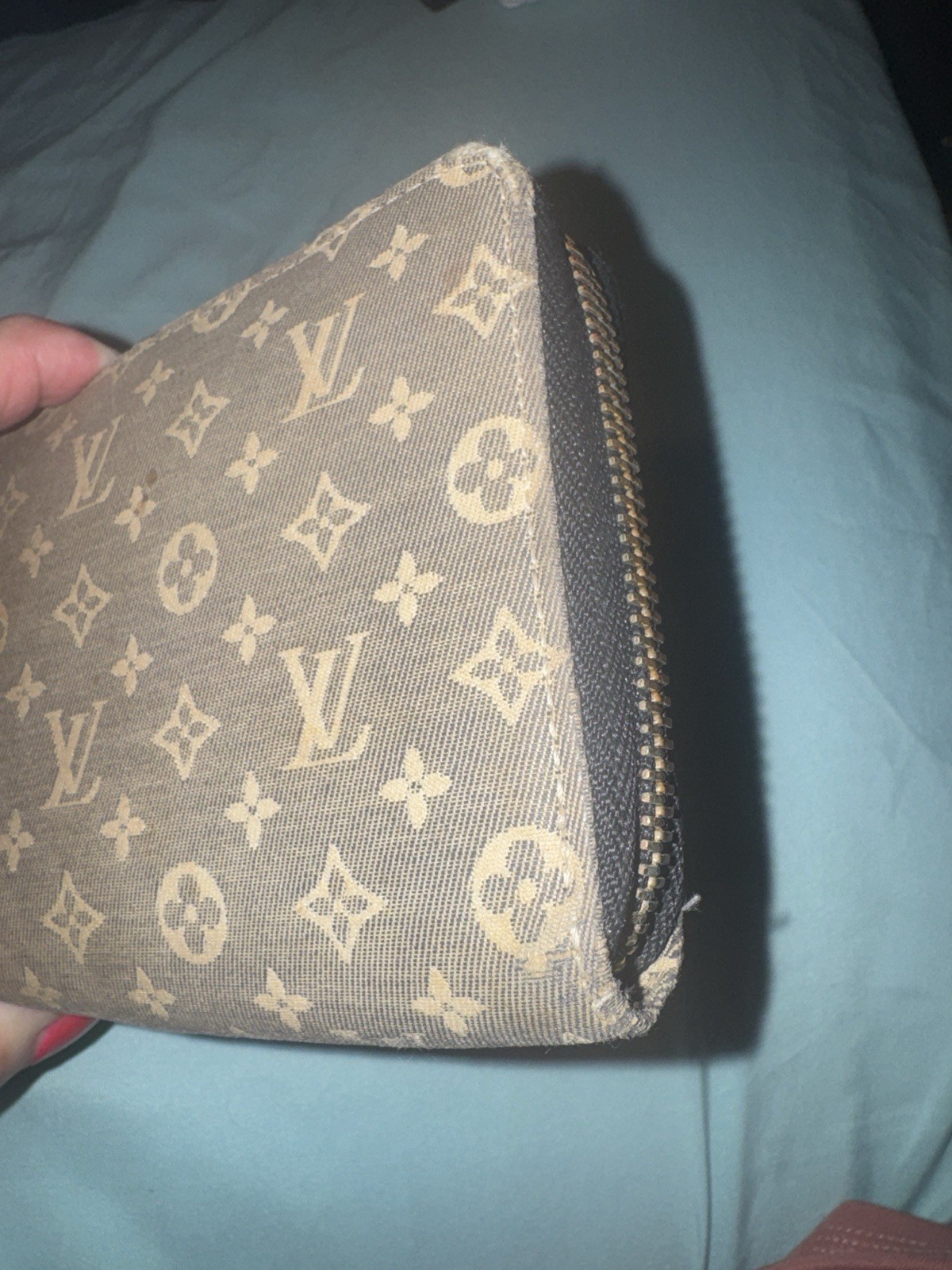 Louis Vuitton DENIM Monogram Zip-Around Wallet w/ Card Slots & Coin Pocket