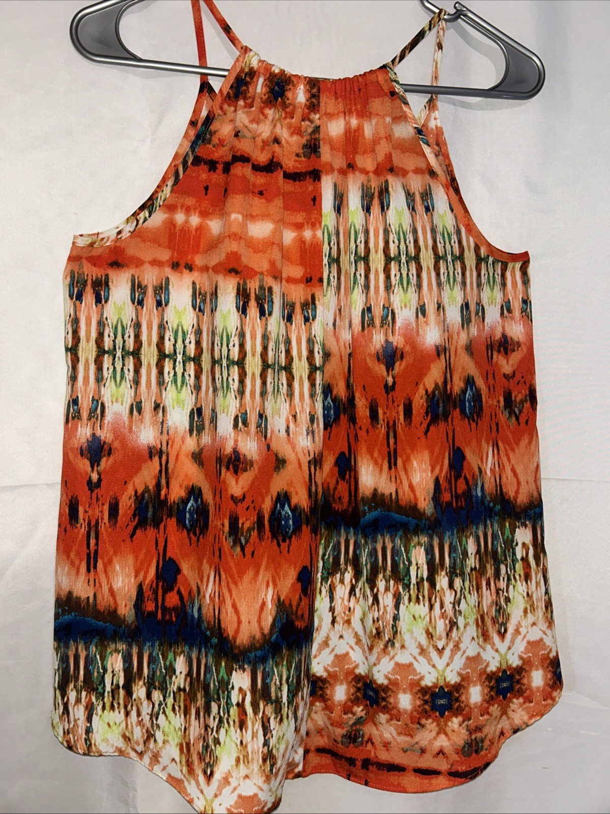 B Wear Women’s Breezy Orange Multicolor Tank Top Size S