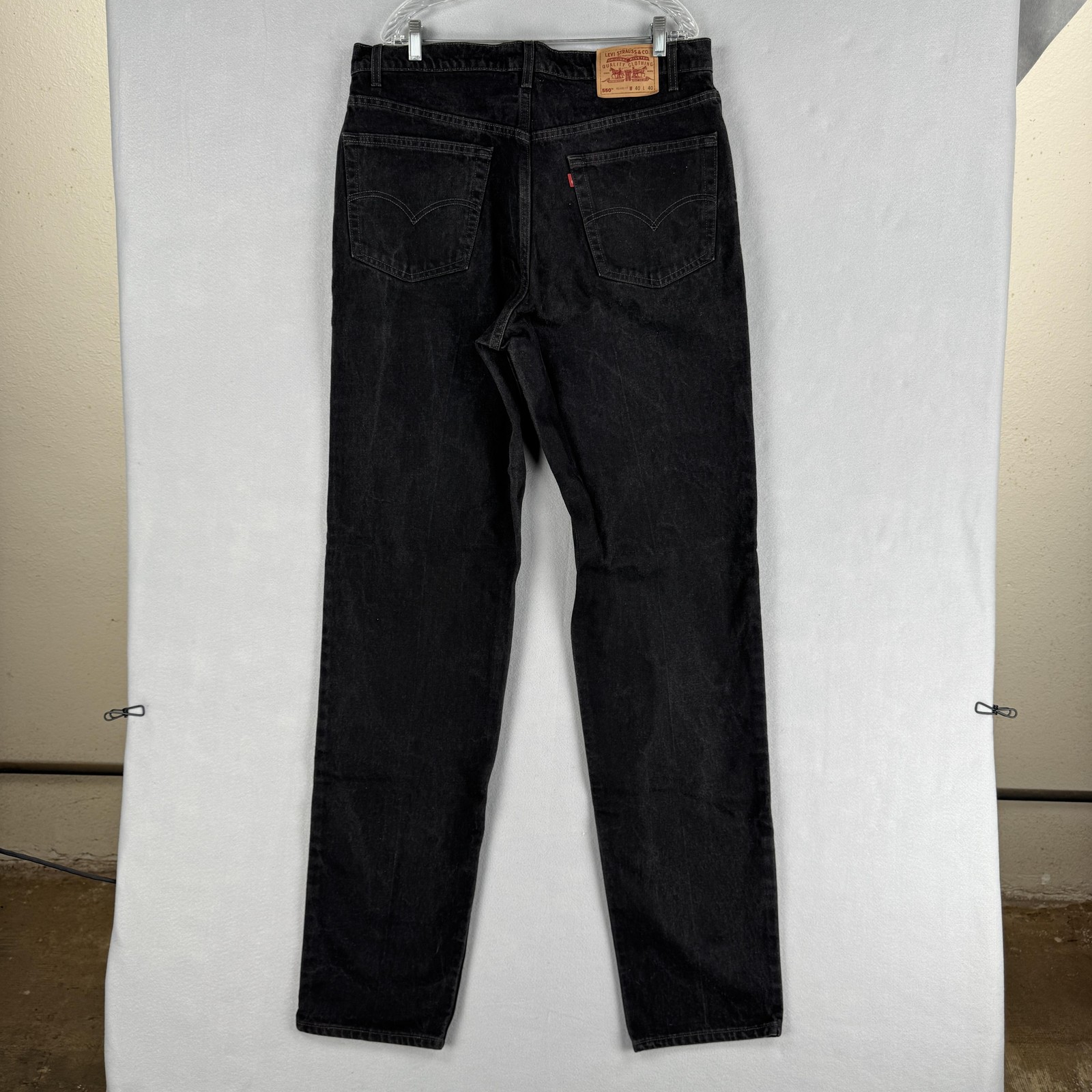Vintage Levis 550 Jeans Mens 37×40 Charcoal Wash Black Relaxed Tapered USA 90s