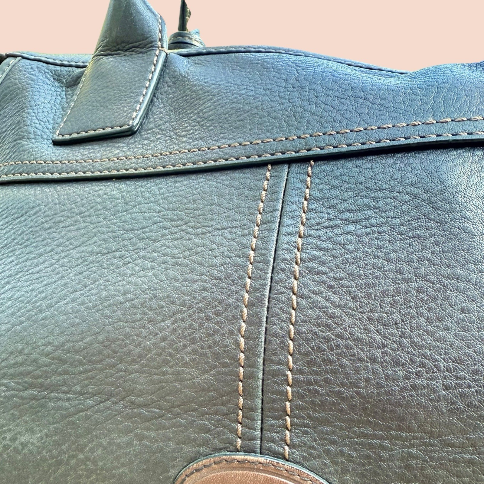 Vintage Fossil Morgan LOCK & KEY Black Cowhide Pebbled Leather Satchel Purse EUC