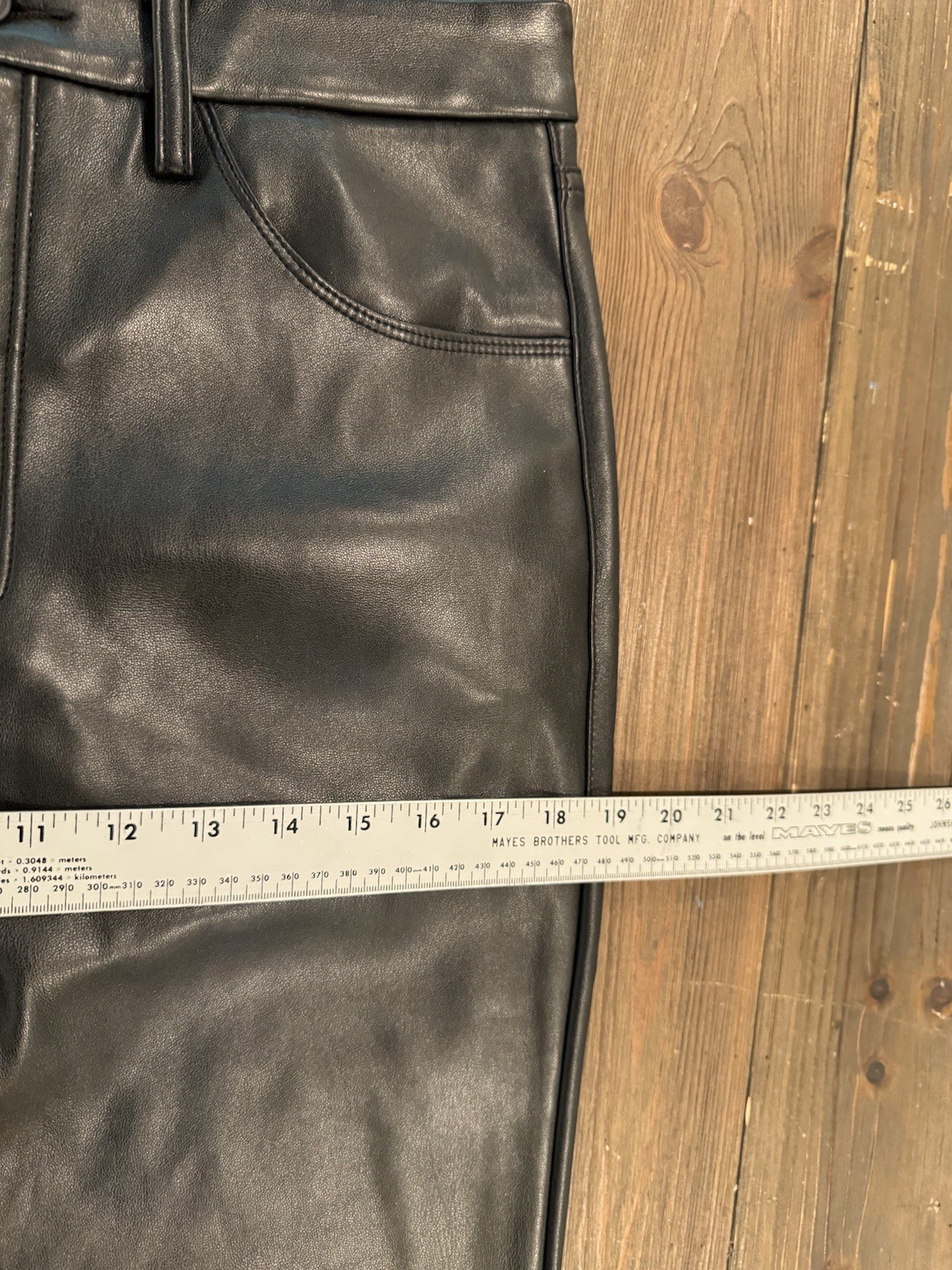 Good American Faux Leather Pants Womens 12/31 Black Straight 5 Pocket READ