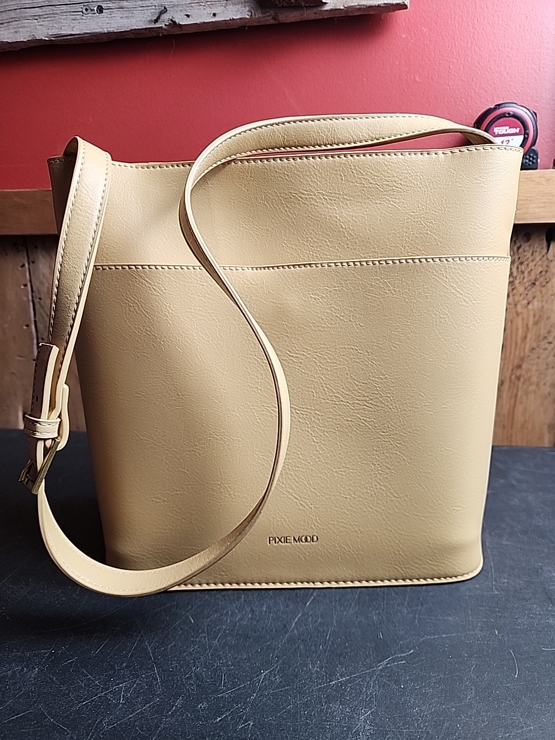Pixie Mood Mag 10.25 x 11 Vegan Leather Crossbody Bag, Sand Color