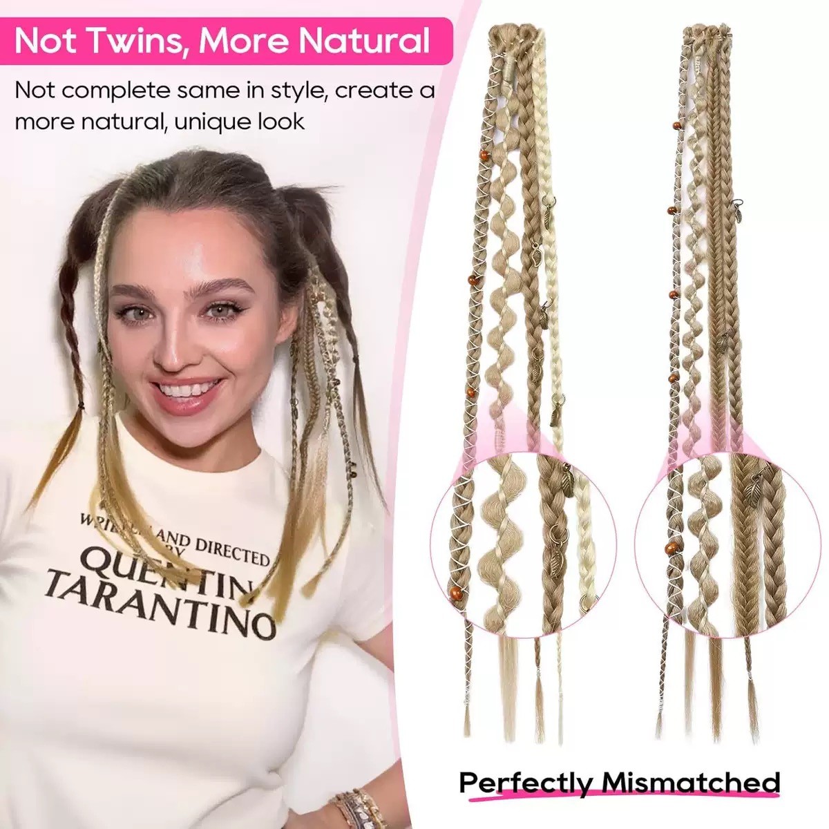 New! A pair(2 sets) Boxing Braid Synthetic Hair Bohemian Extension Clip in