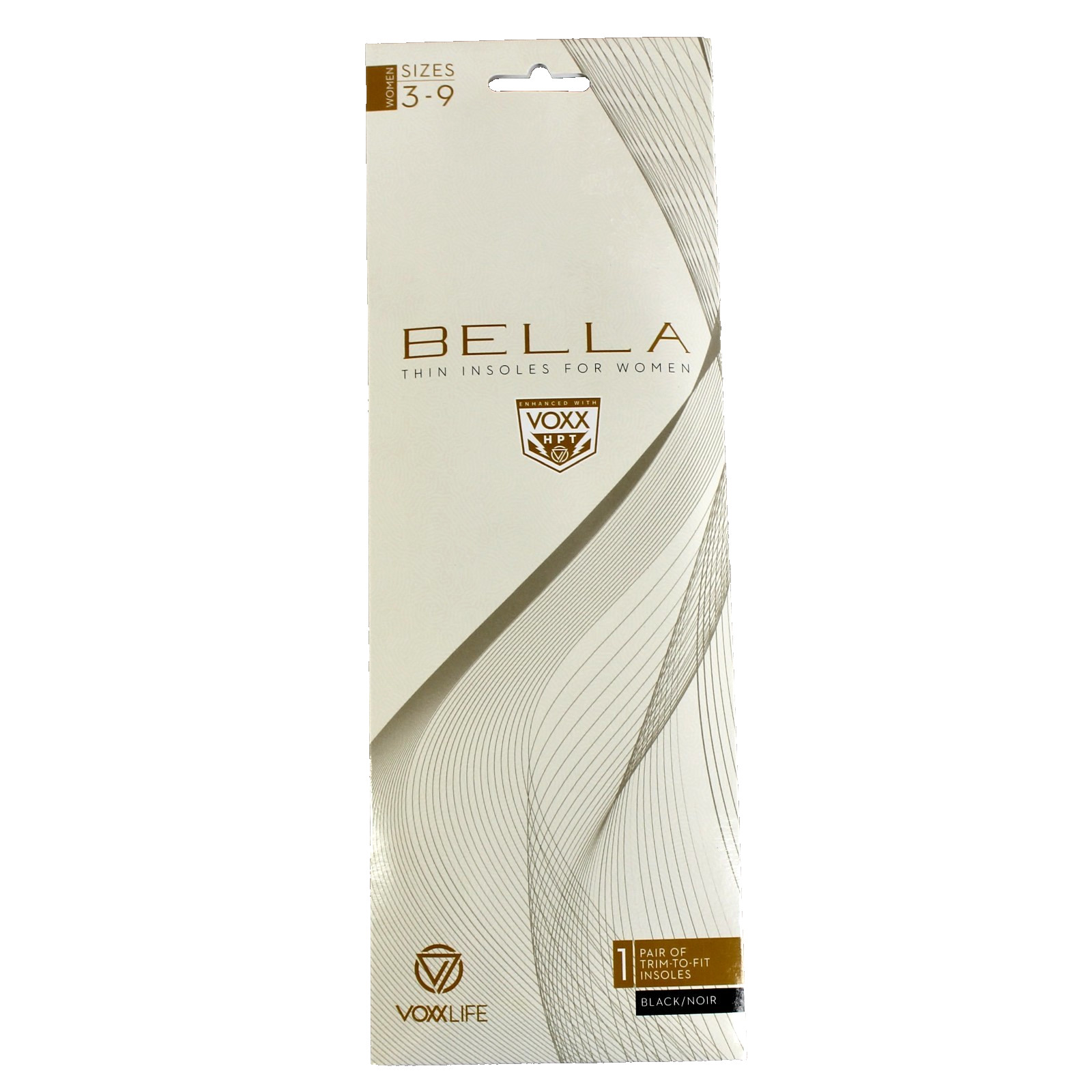 Voxx Life HPT Bella Thin Insoles Womens Size 3-9 Trim to Fit Black