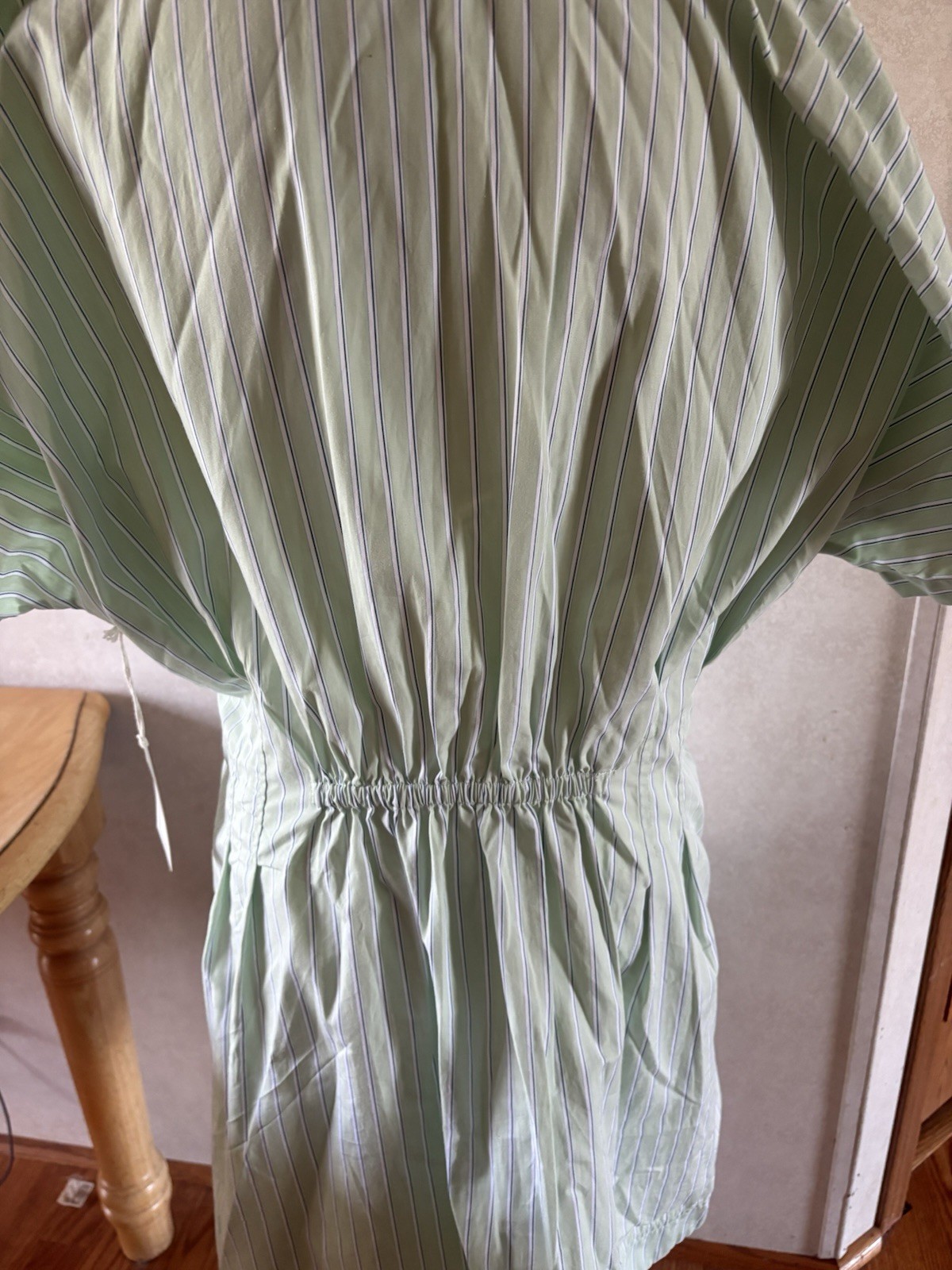 Free Assembly Women Corset Midi Green Stripe Dress Shirt Pockets Large NWT#17031