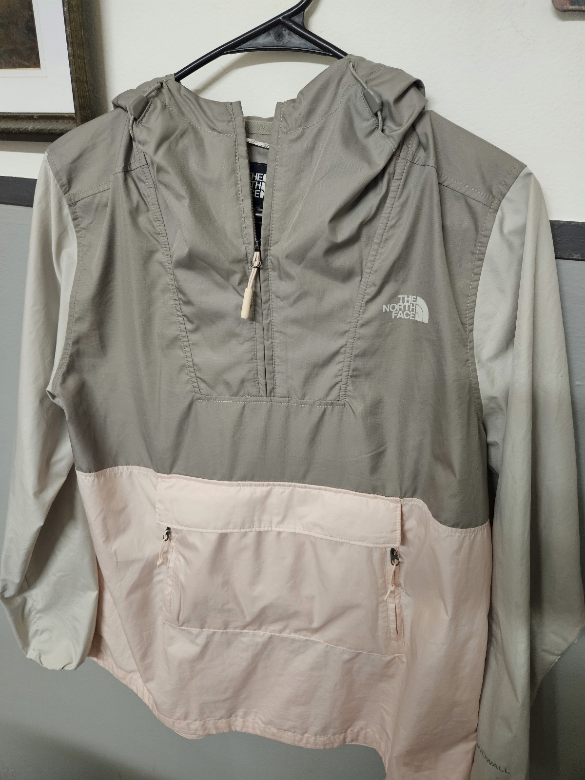 The North Face Fanorak Womens Anorak Jacket S Pink Grey Hooded Lightweight