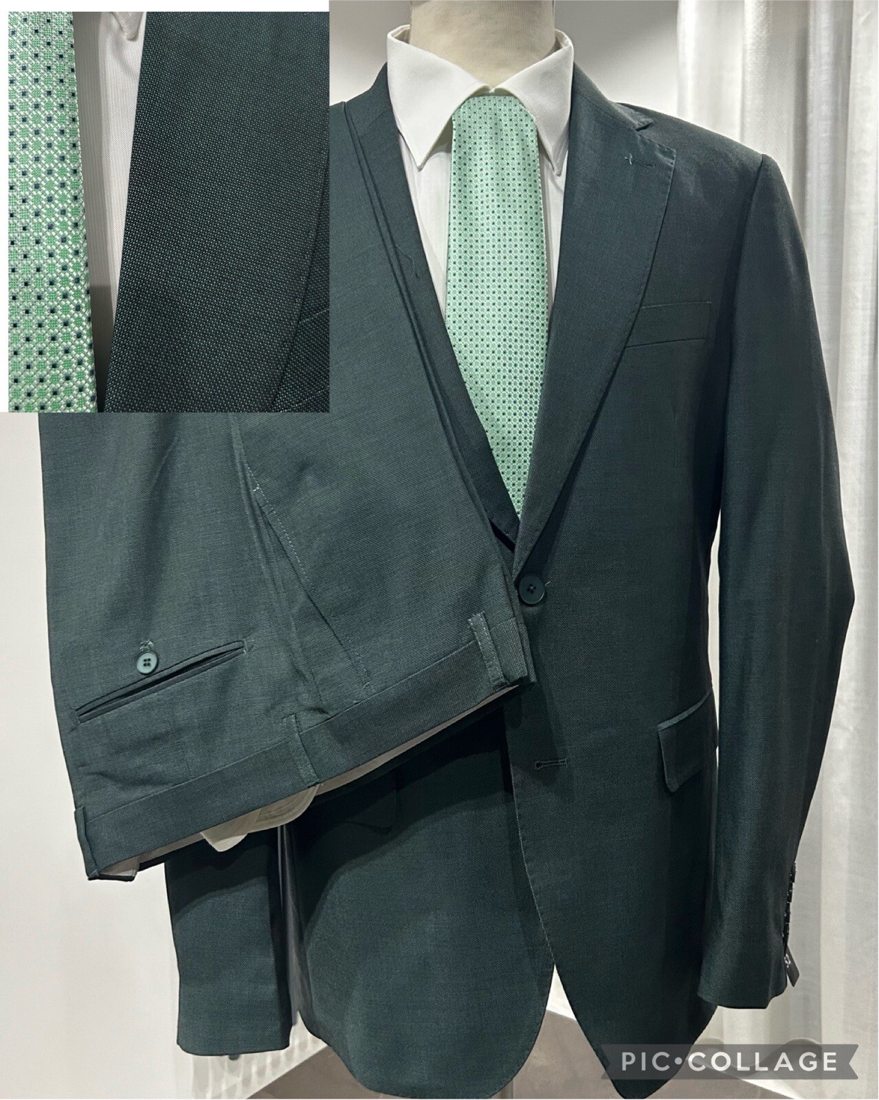 Men’s Tailored Dark Green Chicco Slim Fit Drop 7 Made In Italy Size 44 46