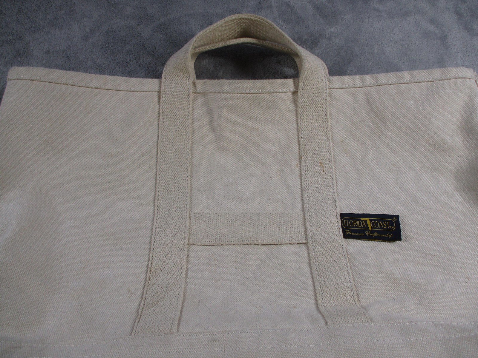 Florida Coast Tote Bag Unisex Large Beige Canvas Bottom Studs Beach Travel