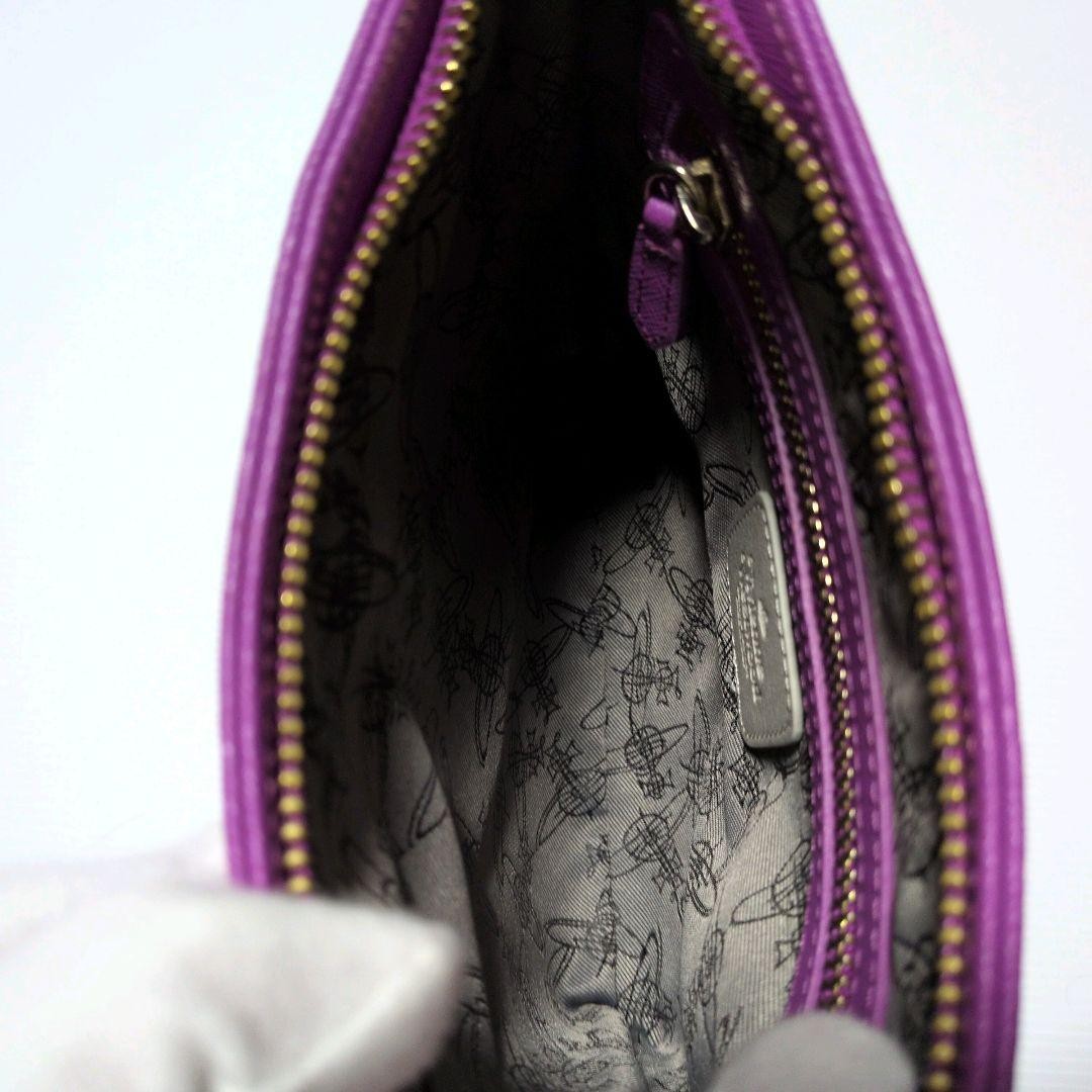 Vivienne Westwood Saffiano Leather Shoulder Bag Orb Purple Square 20cm #FH ZCA