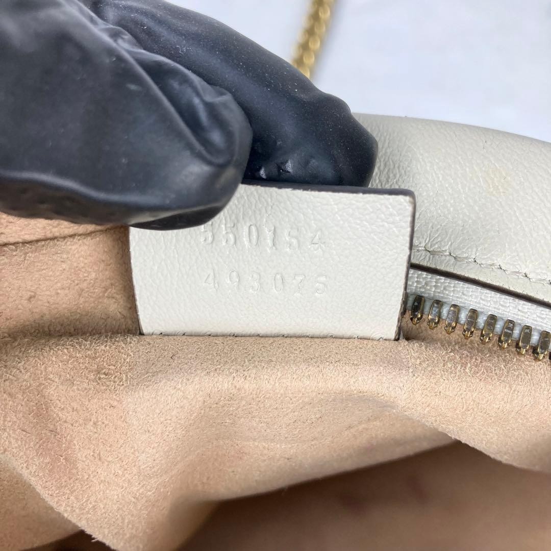 GUCCI GG Marmont chain Bag White Leather 550154 Authentic Ship Japan Shoulder