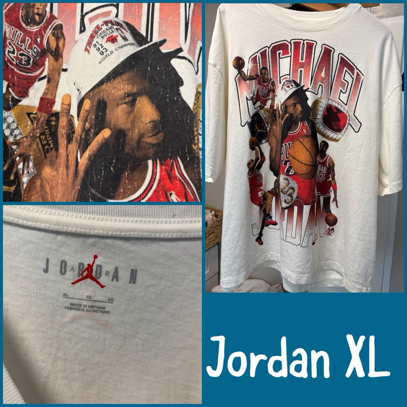 NIKE Jordan Flight Essentials Oversized T-Shirt Sail Varsity Red Men’s Size XL