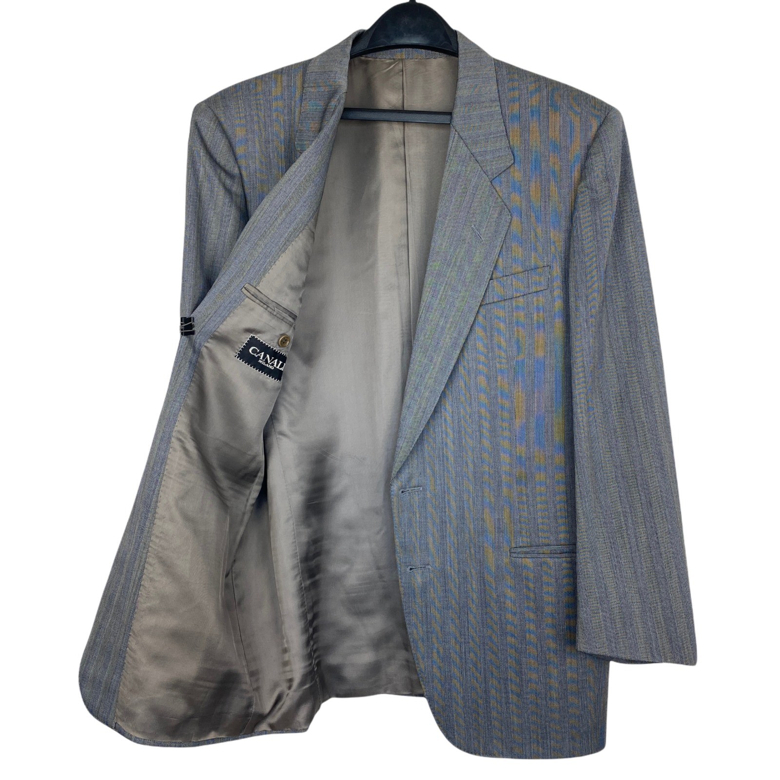 VTG Canali Milano Mens 40R (IT 50) Grey Blue Wool Blazer Sport Coat Italy *Read