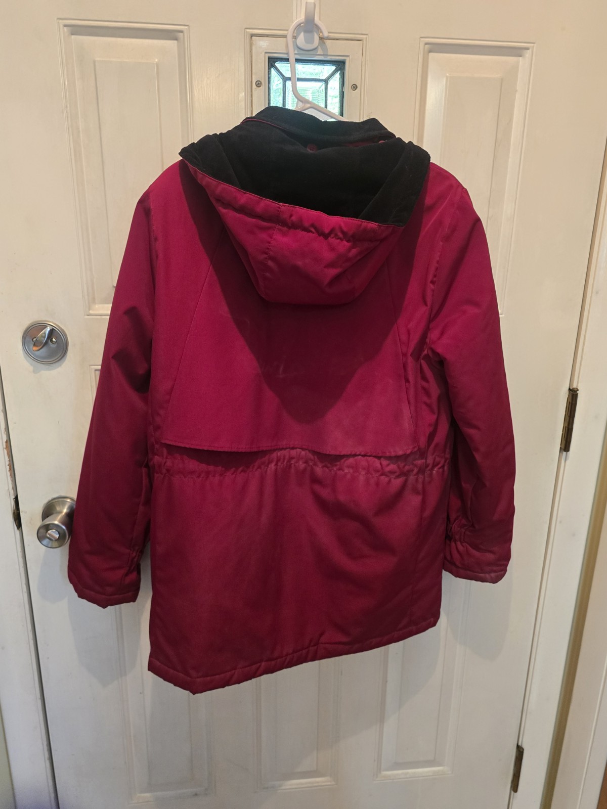 Hooded Parka Jacket, M, Zip Mid-Length Lined, Liz Claiborne Women’s Red/Black