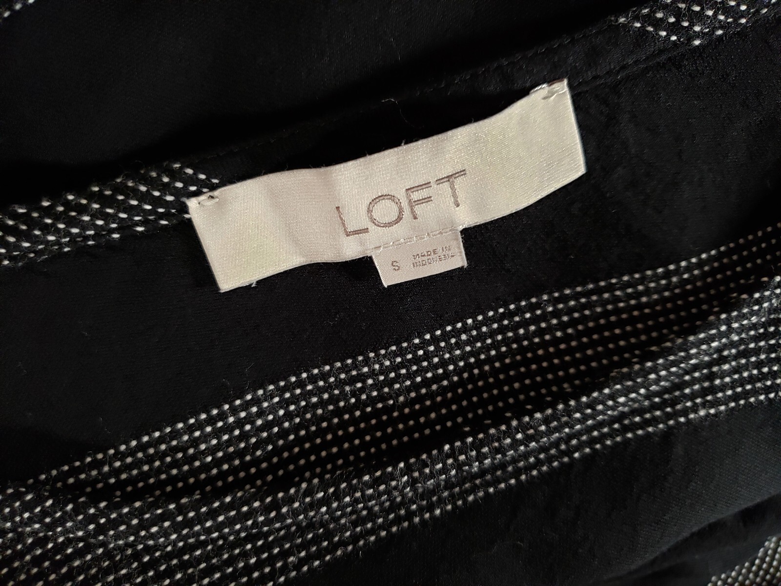 Loft M Women’s Dress Black White Striped Shift Retro Classic Preppy Academia