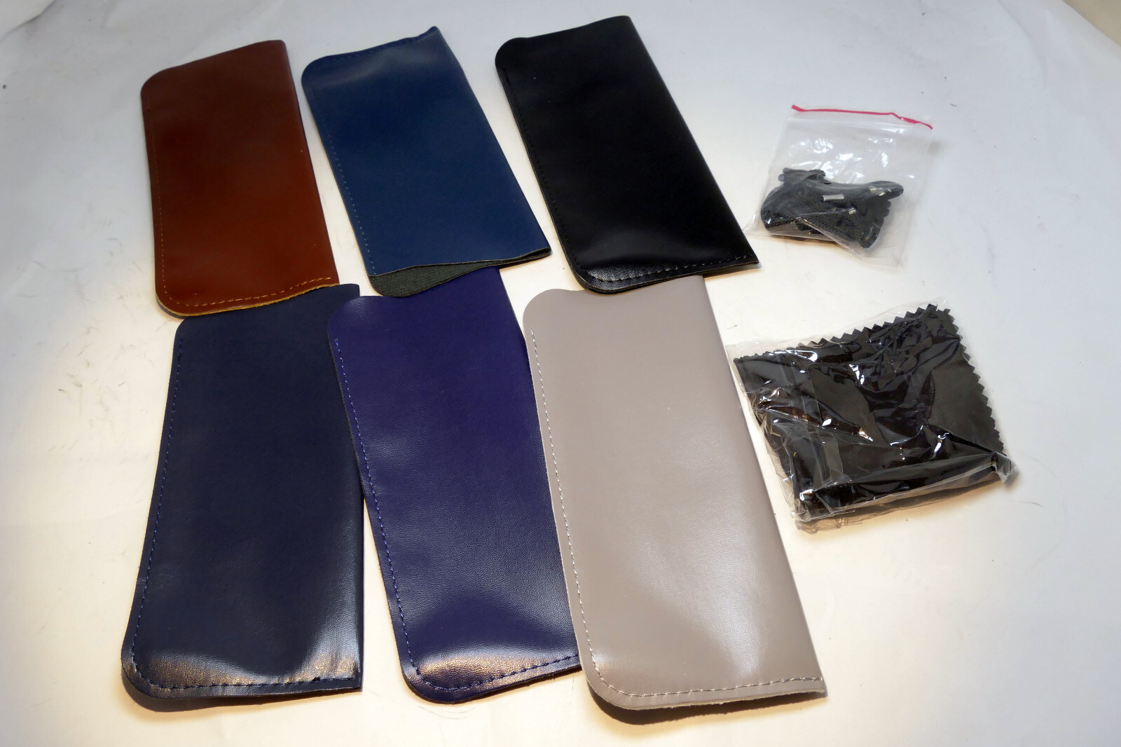 Soft PU Leather / Suede Sunglasses Case Eyeglasses – Pack of 6 lot multi-color