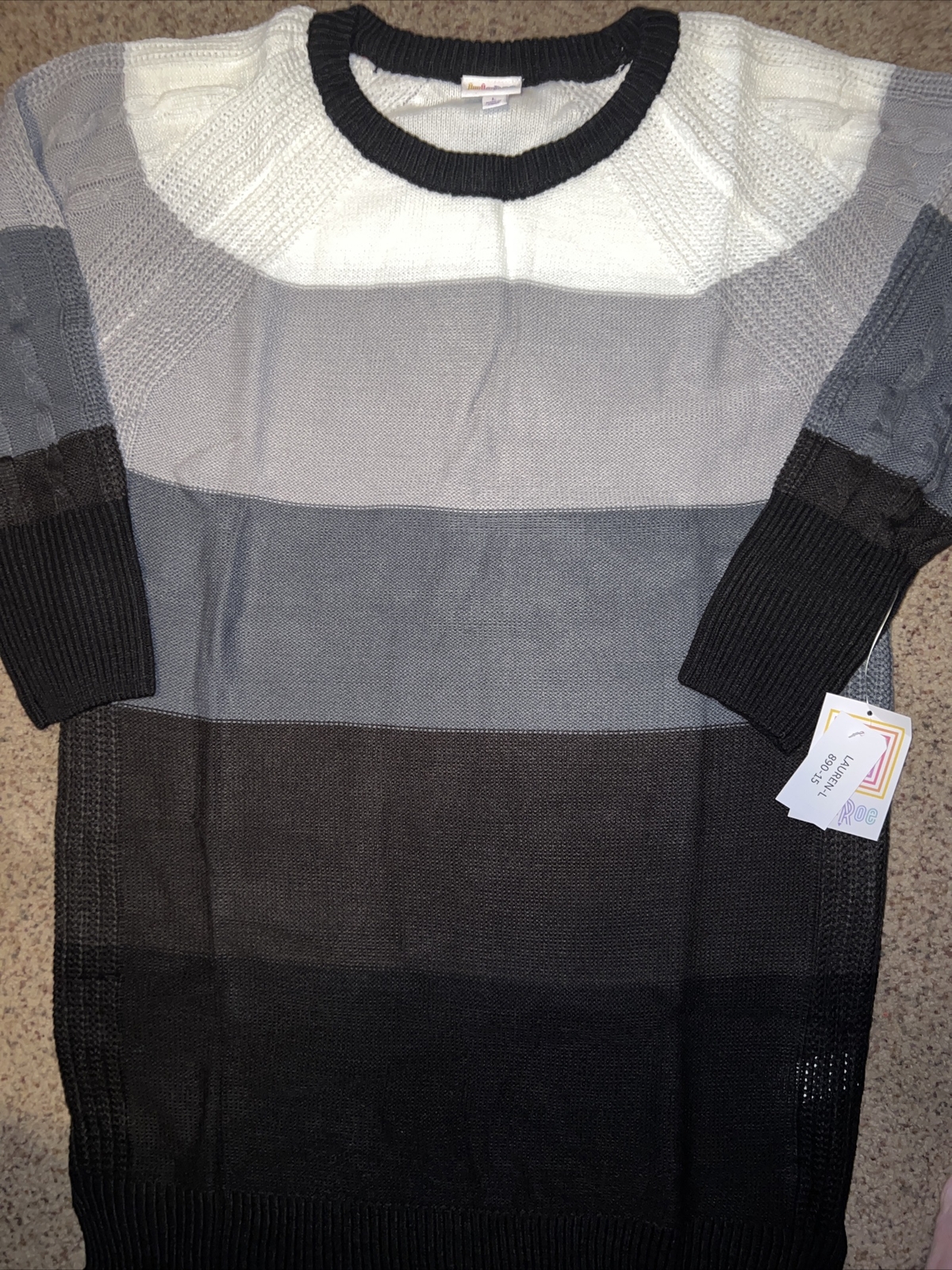 NWT White Black Gray Stripe LuLaRoe LAUREN SWEATER Dress Medium 10/12 8 New 🦄
