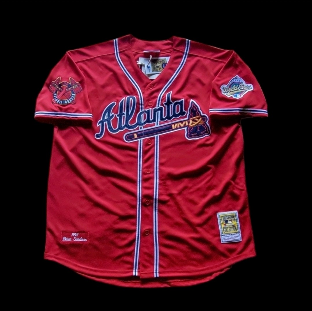Deion Sanders Atlanta Braves 1992 Men’s Alternate Red Baseball Jersey (M-XXL)