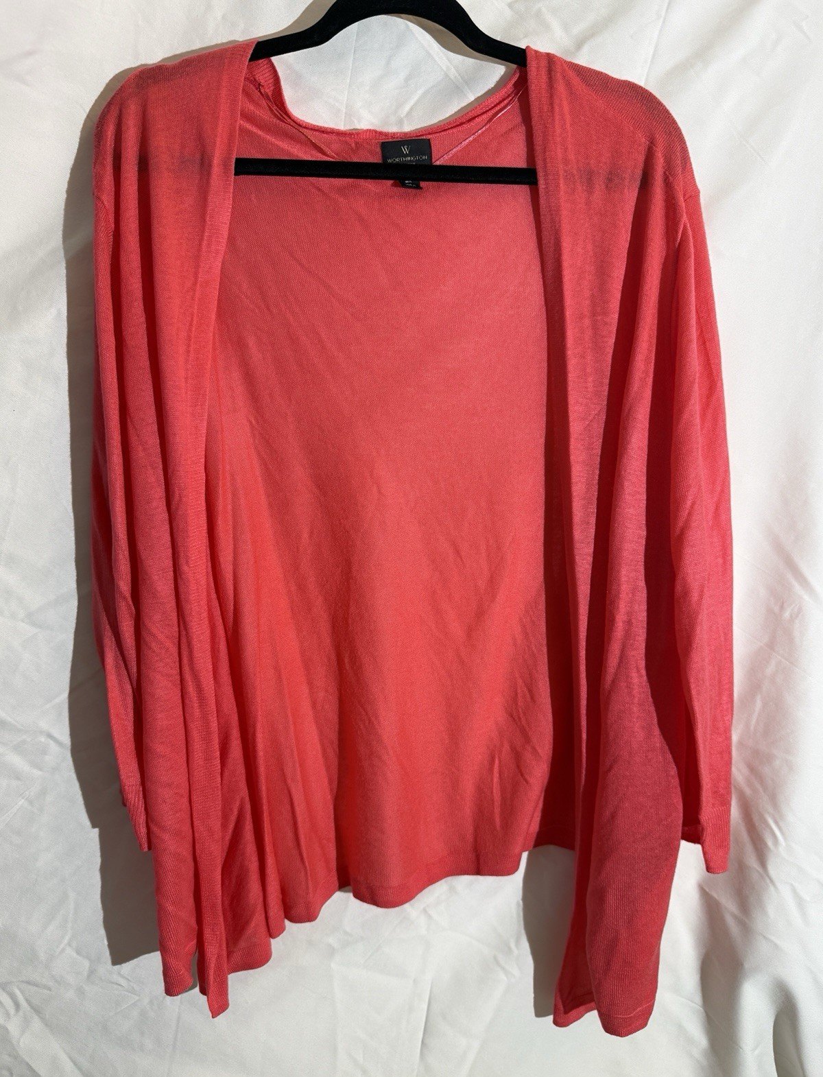 Worthington Women Plus 3X Pink Knit Open-Front Cardigan Sweater #049